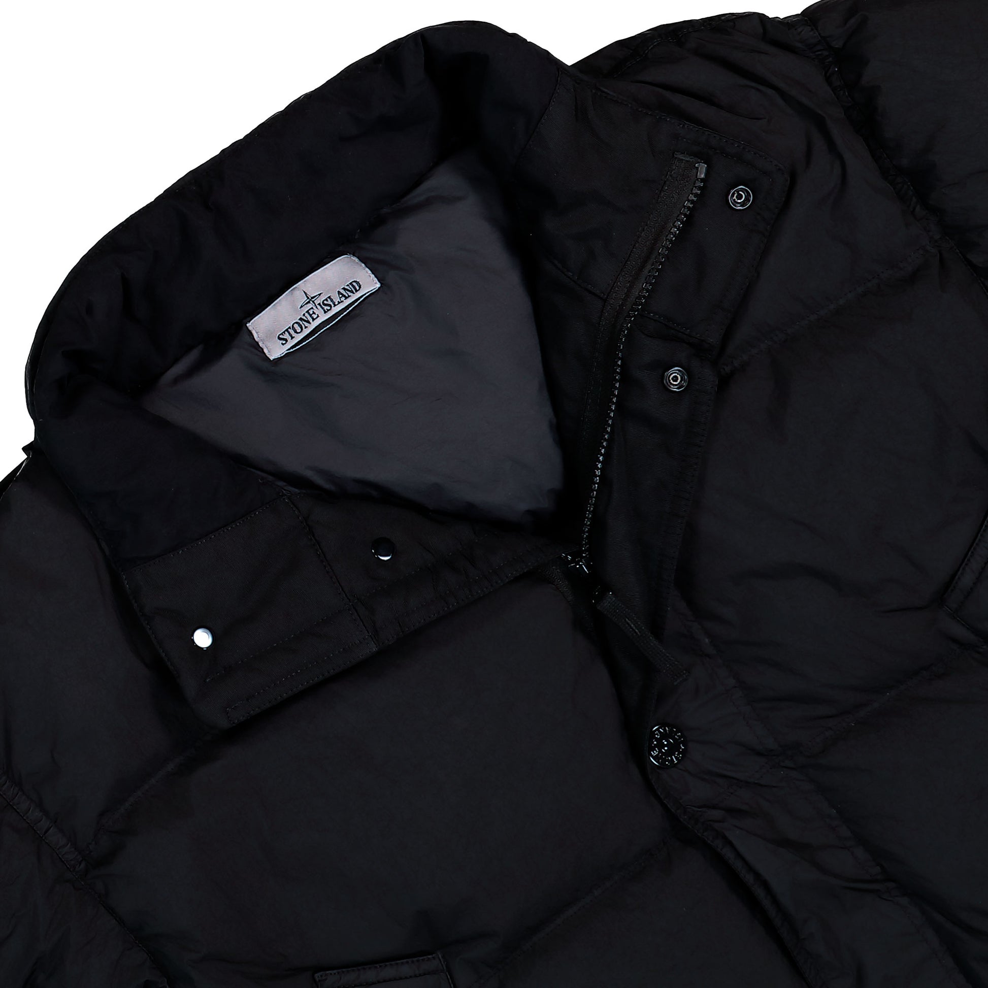 Stone Island Garment Dyed Crinkle Reps NY Down Jacket With Wind Resistance Black Jackets L2S154100109-S0A23 V0029 Detail View 3 | GATE