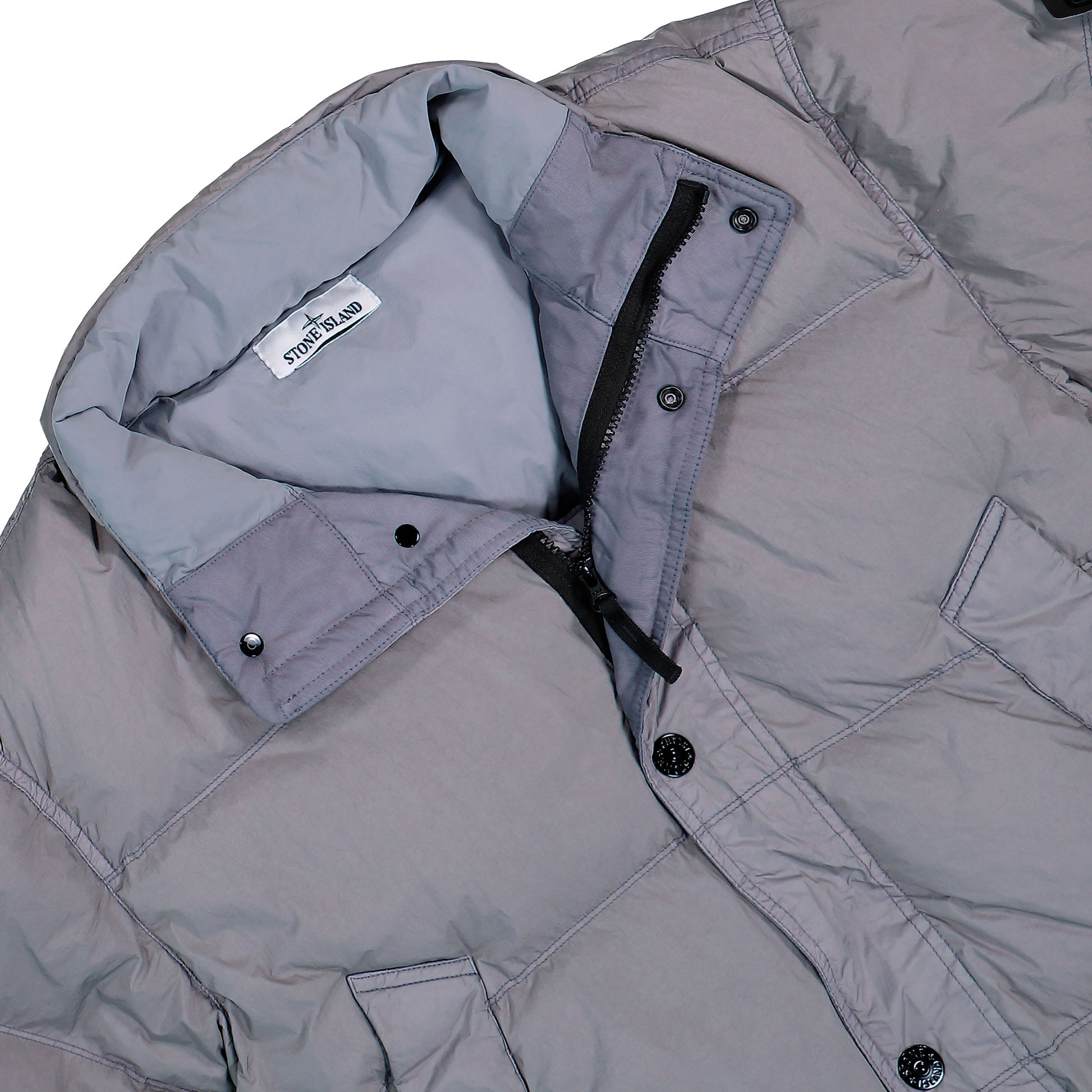 Stone Island Garment Dyed Crinkle Reps NY Down Jacket With Wind Resistance Grey Jackets L2S154100109-S0A23 V0060 Detail View 3 | GATE