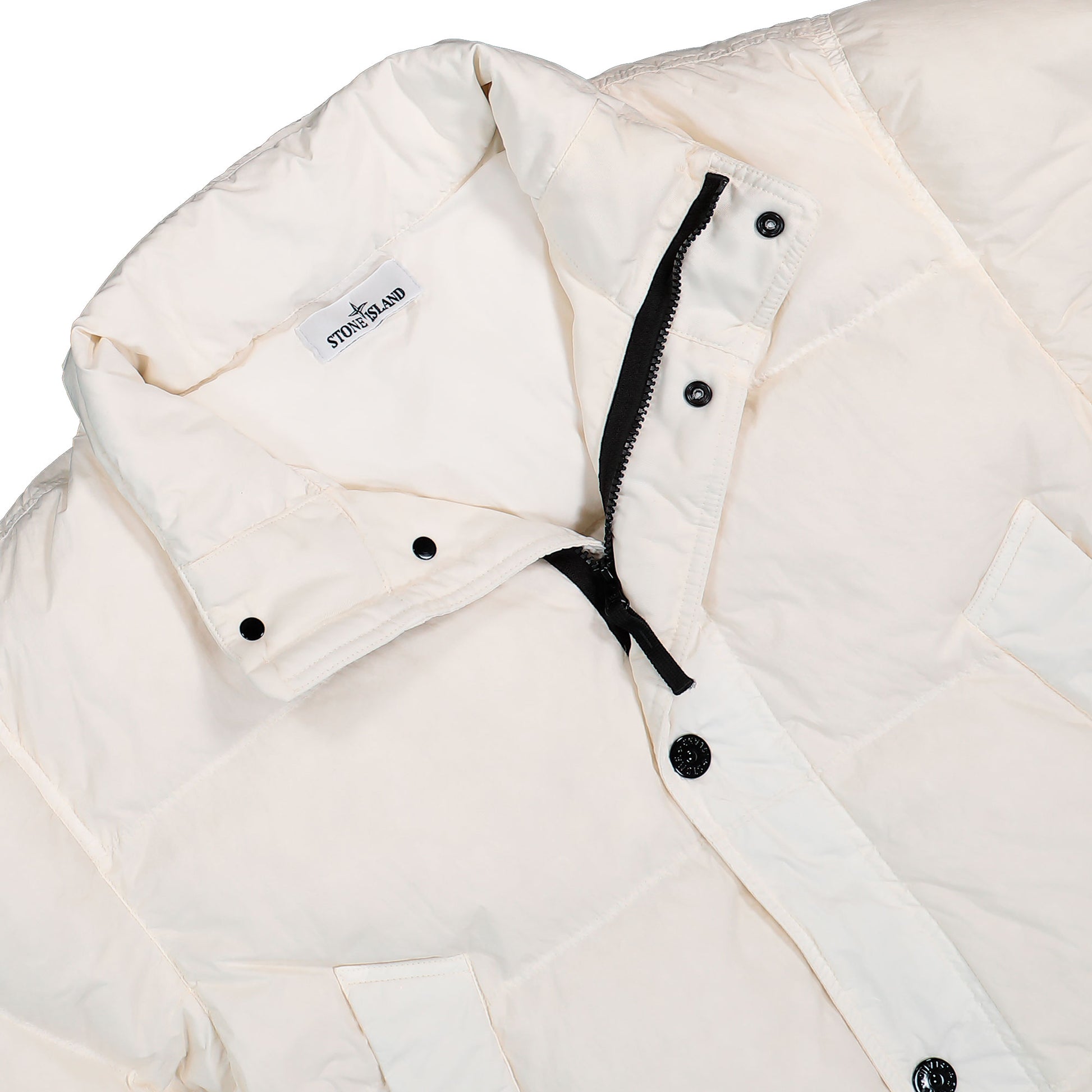 Stone Island Garment Dyed Crinkle Reps NY Down Jacket With Wind Resistance Ivory Jackets L2S154100109-S0A23 V0093 Detail View 3 | GATE