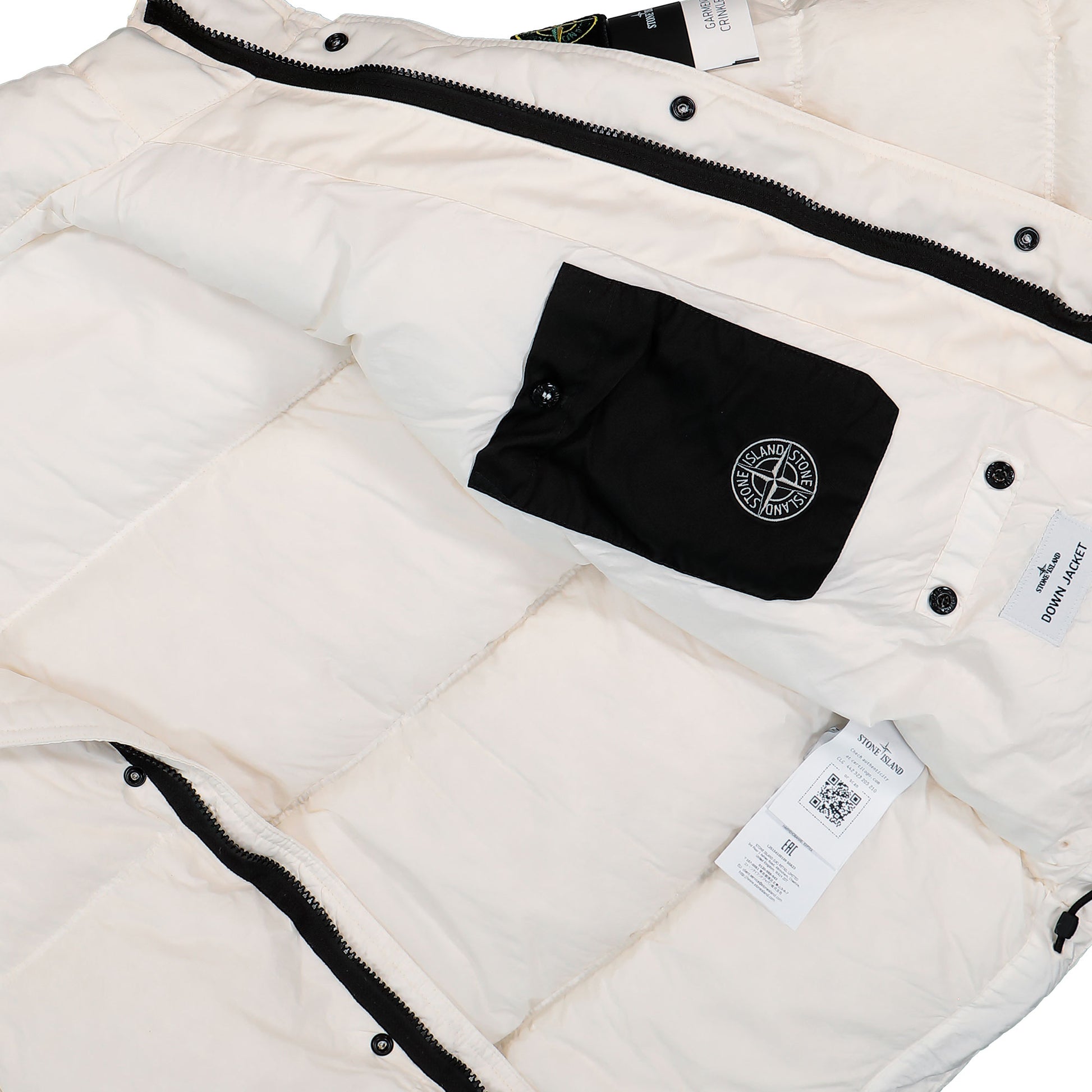 Stone Island Garment Dyed Crinkle Reps NY Down Jacket With Wind Resistance Ivory Jackets L2S154100109-S0A23 V0093 Detail View 5 | GATE