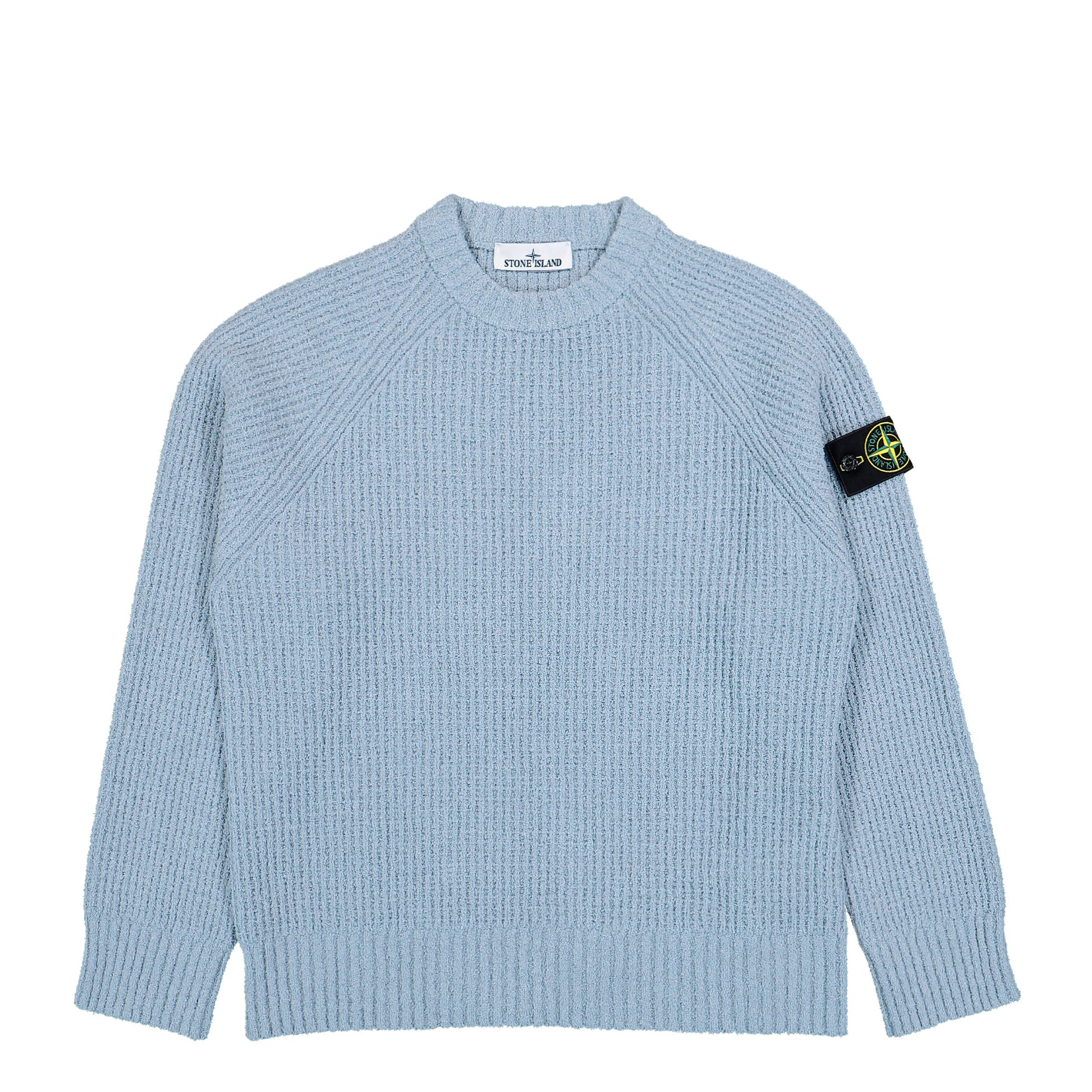 Stone Island Loose-Fit Crewneck Jumper With Raglan Sleeves Ash Grey Knits L2S155100001-S0N17 V0049 Detail View 1 | GATE
