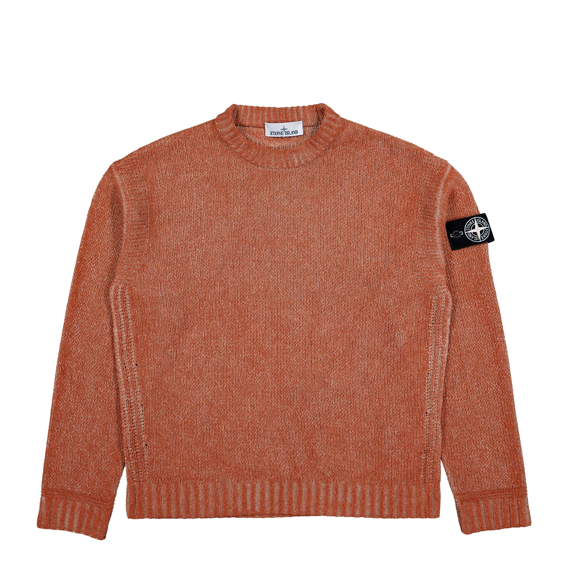 Stone Island Loose-Fit Crewneck Jumper With Contrast Stitch Details Burnt Orange Knits L2S155100016-S00Z8 V003B Detail View 1 | GATE
