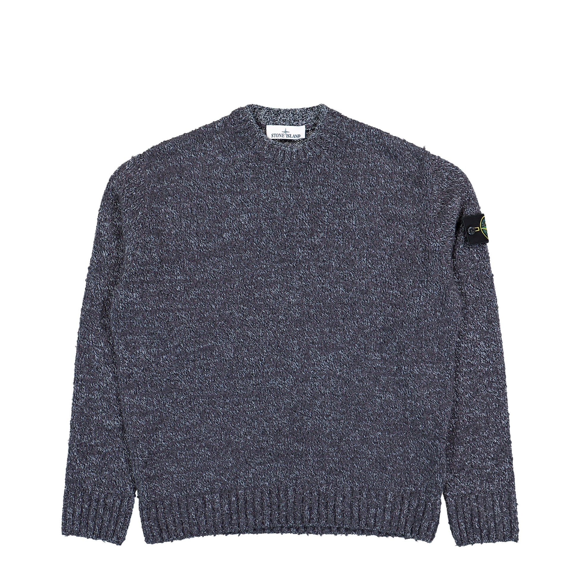 Stone Island Regular-Fit Crewneck Wool Sweater With Compass Badge Melange Lead  Knits L2S155100031-S0N20 V0M62 Detail View 1 | GATE
