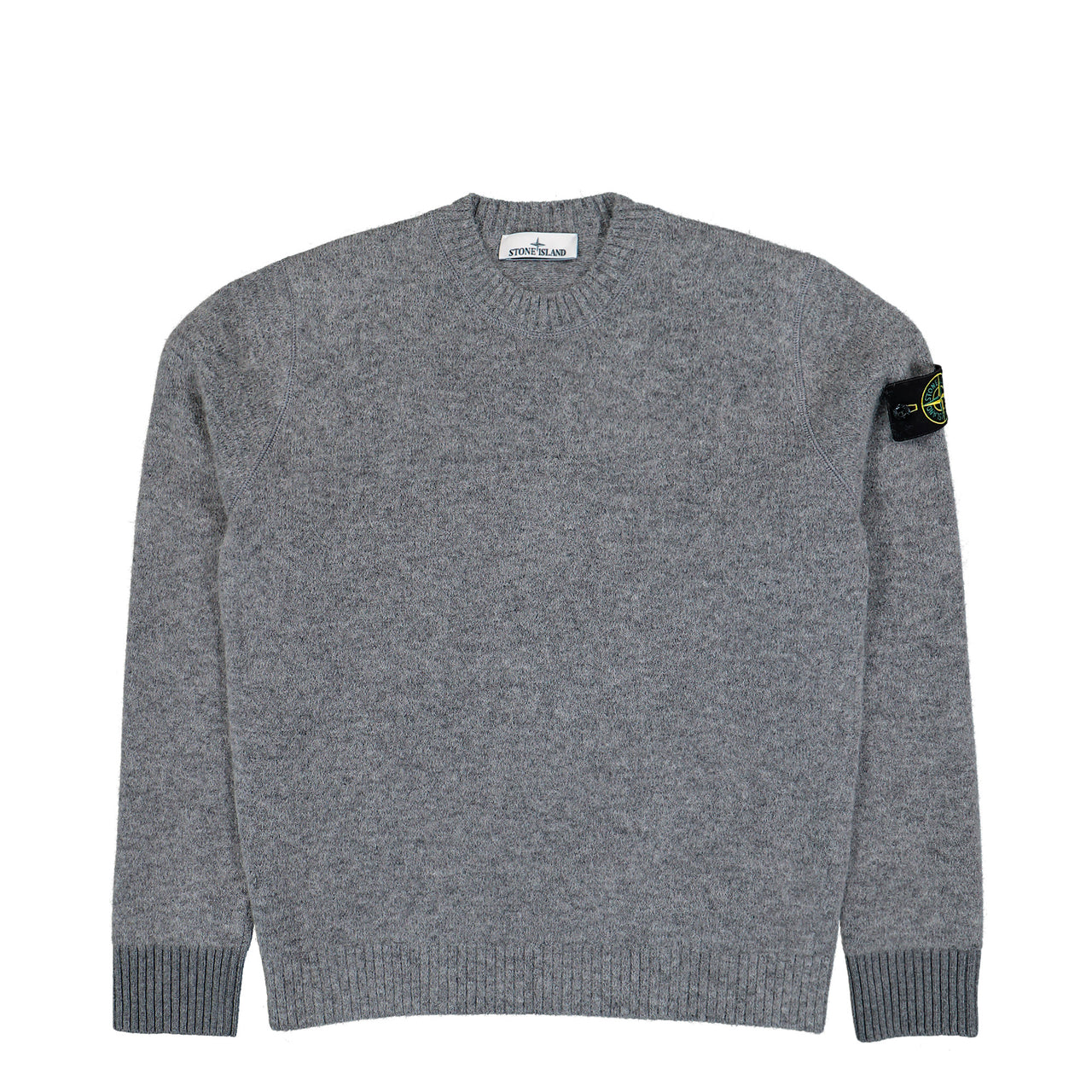 Stone Island Knitted Crewneck Wool Sweater Grey Sweatshirts L2S155100050-S0N22 V0M60 Detail View 1 | GATE