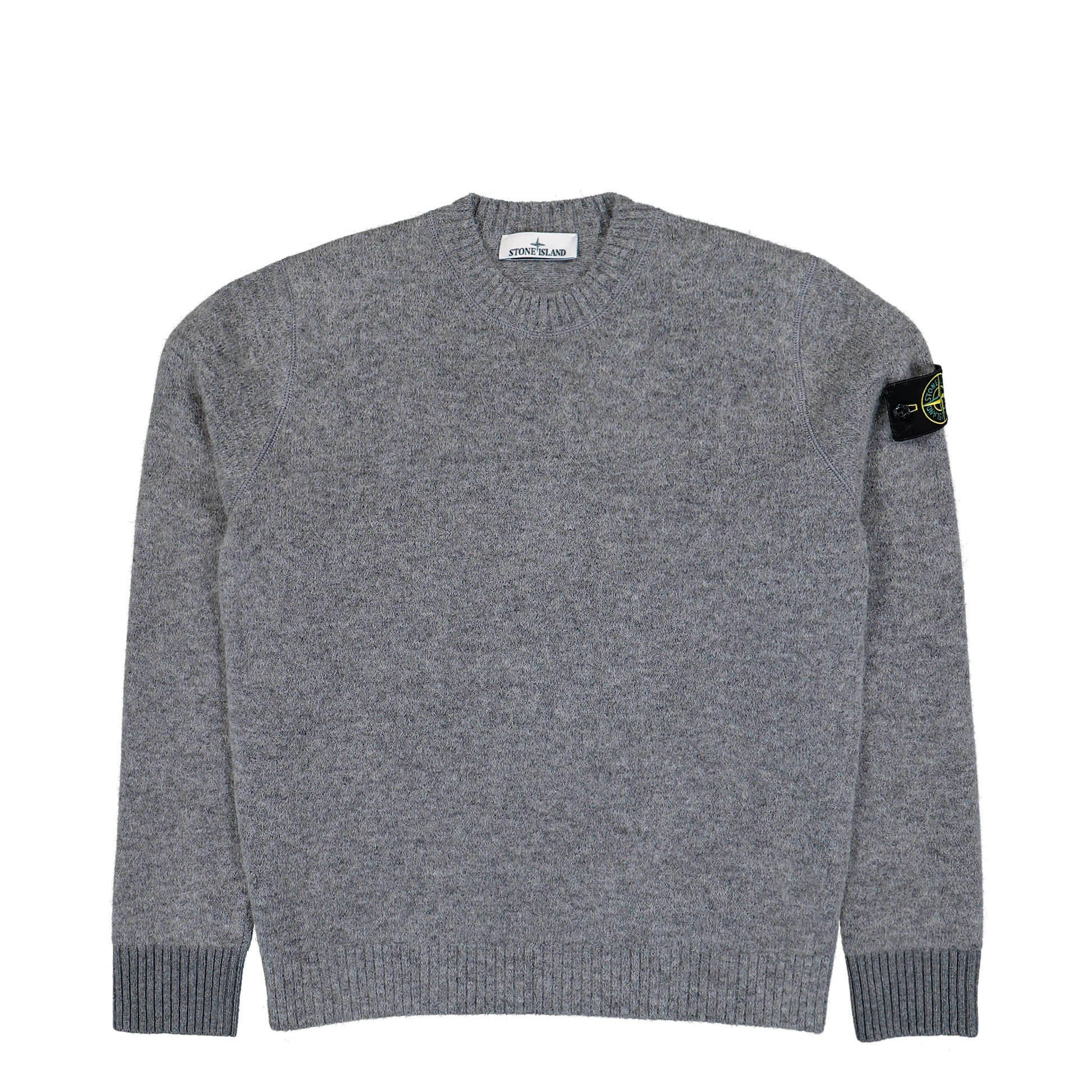 Stone Island Knitted Crewneck Wool Sweater Grey Sweatshirts L2S155100050-S0N22 V0M60 Detail View 1 | GATE