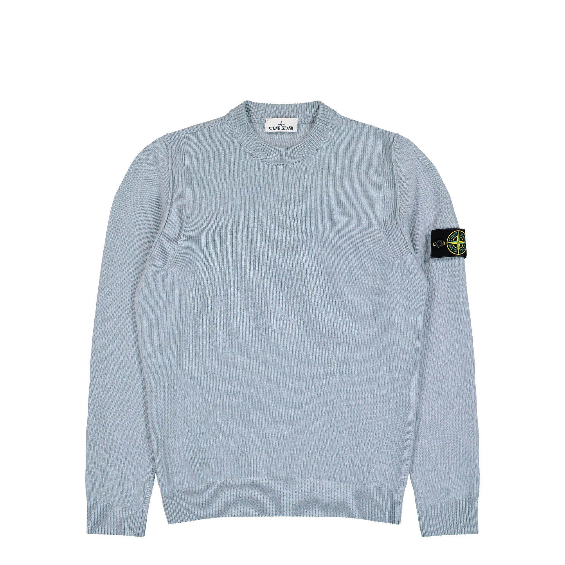 Stone Island Lambswool Crewneck Jumper W Ribbed Trims Ash Grey Sweatshirts L2S155100072-S00A3 V0049 Detail View 1 | GATE
