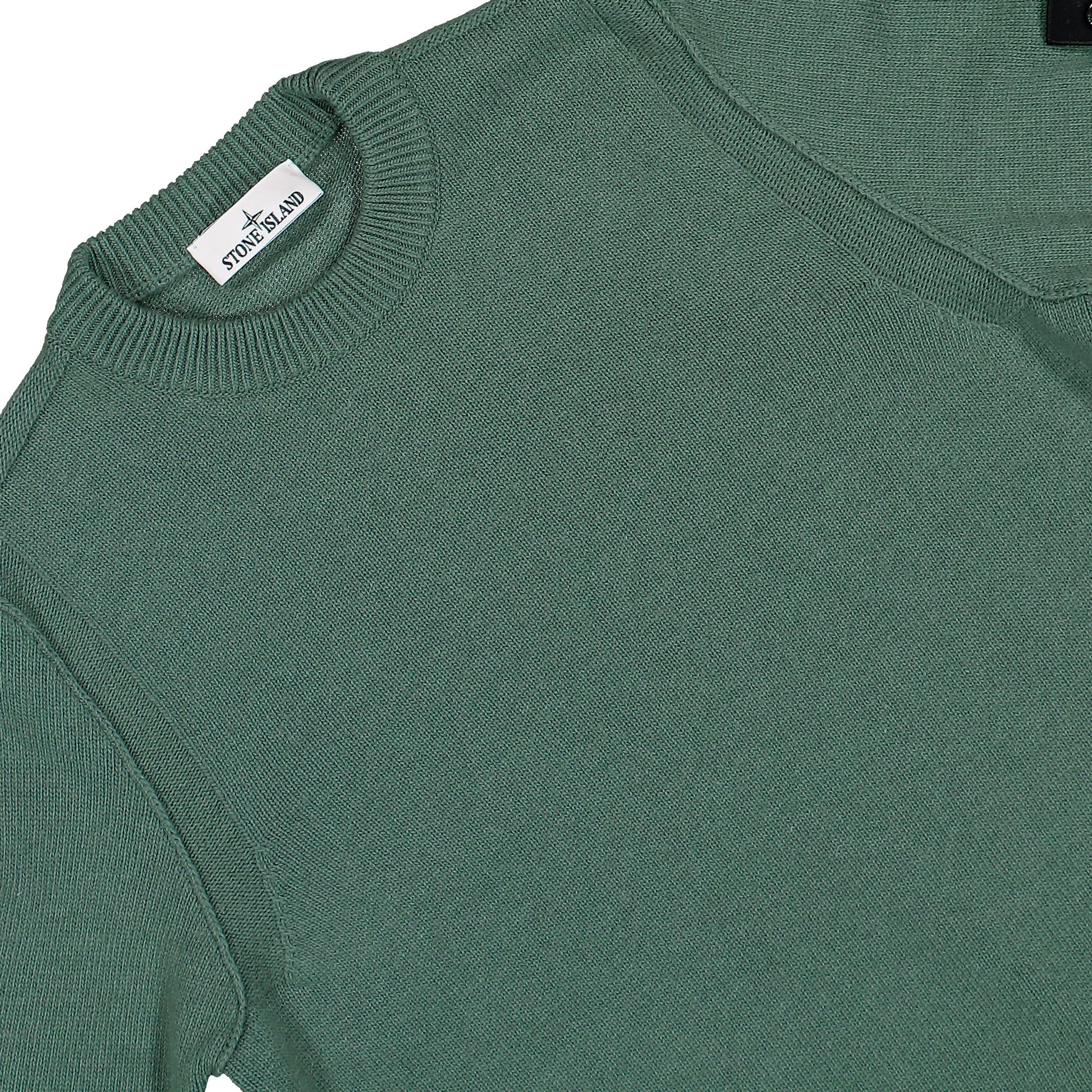 Stone Island Lambswool Crewneck Jumper W Ribbed Trims Ocean Green Sweatshirts L2S155100072-S00A3 V005T Detail View 3 | GATE
