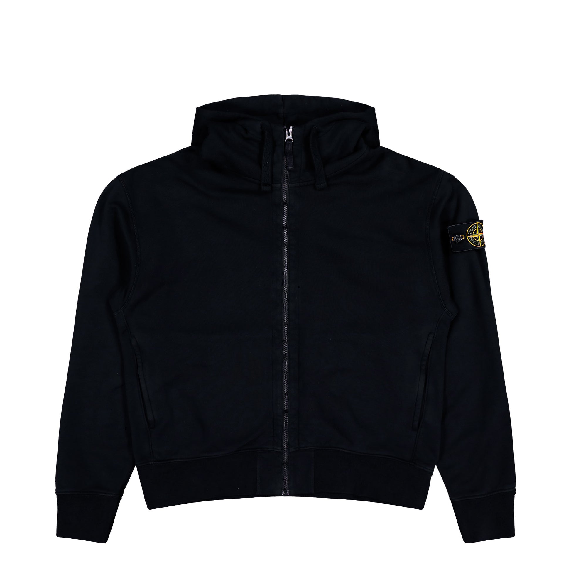 Stone Island Oversized Zip-Up Hooded Sweatshirt With Pockets Black Hoodies L2S156100009-S0051 V0029 Detail View 1 | GATE