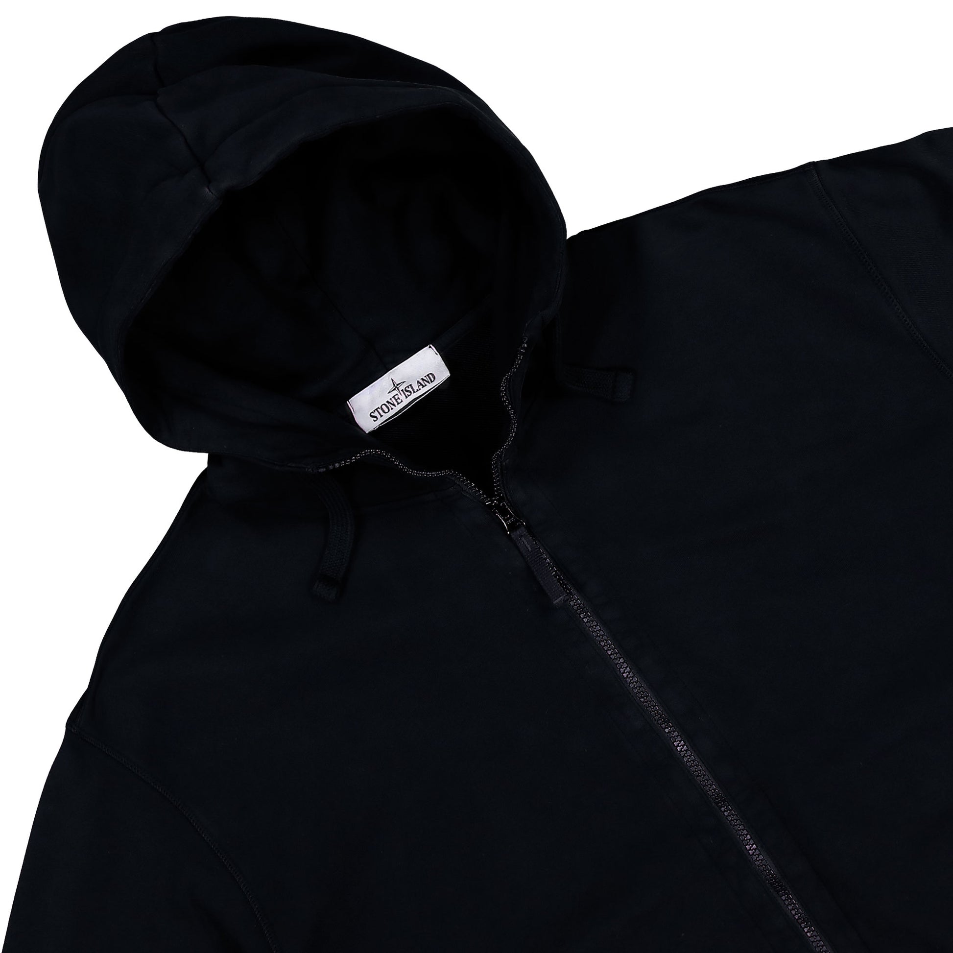 Stone Island Oversized Zip-Up Hooded Sweatshirt With Pockets Black Hoodies L2S156100009-S0051 V0029 Detail View 3 | GATE