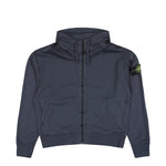 Stone Island Oversized Zip-Up Hooded Sweatshirt With Pockets Blue Navy Sweatshirts L2S156100009-S0051 V002A Detail View 1 | GATE