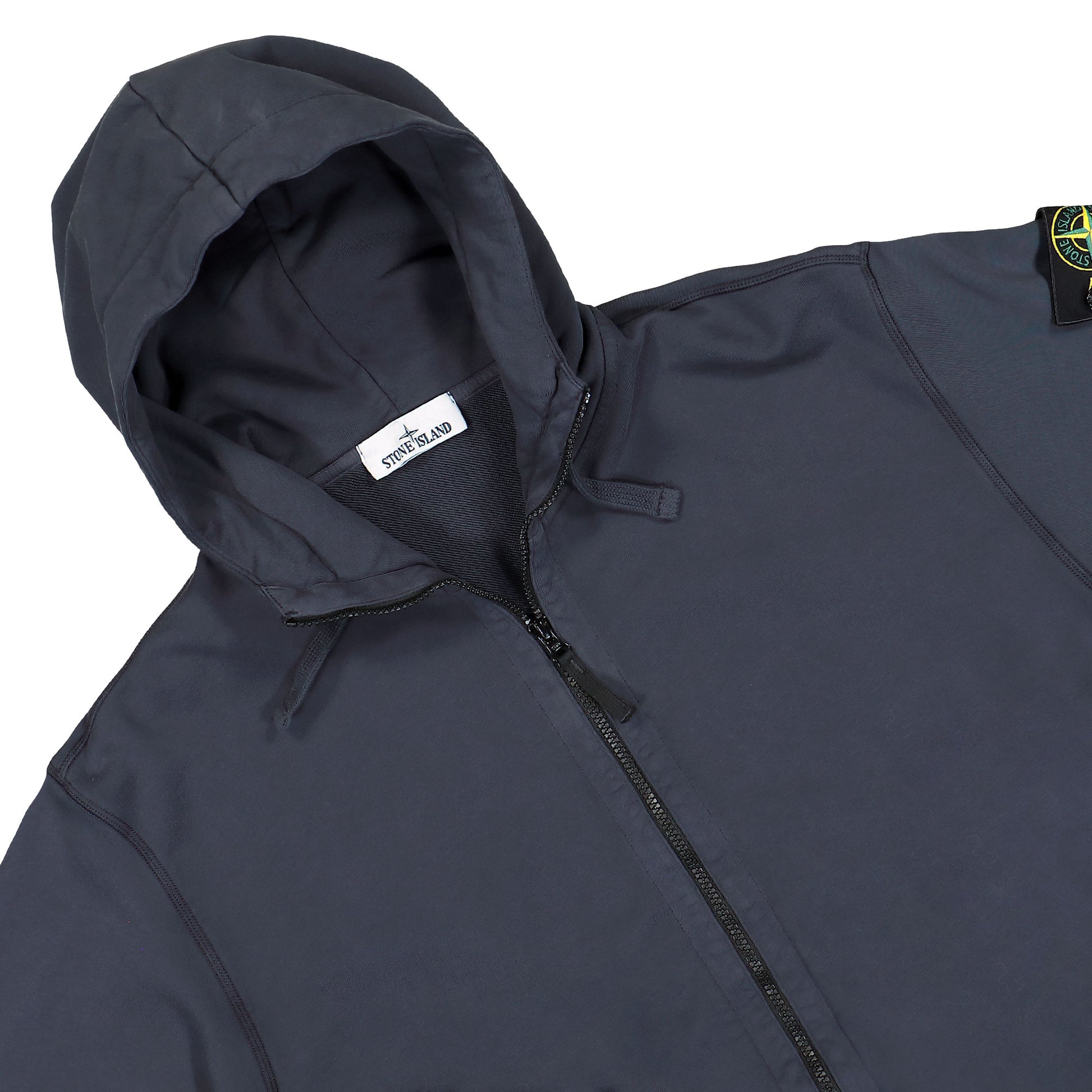 Stone Island Oversized Zip-Up Hooded Sweatshirt With Pockets Blue Navy Sweatshirts L2S156100009-S0051 V002A Detail View 3 | GATE