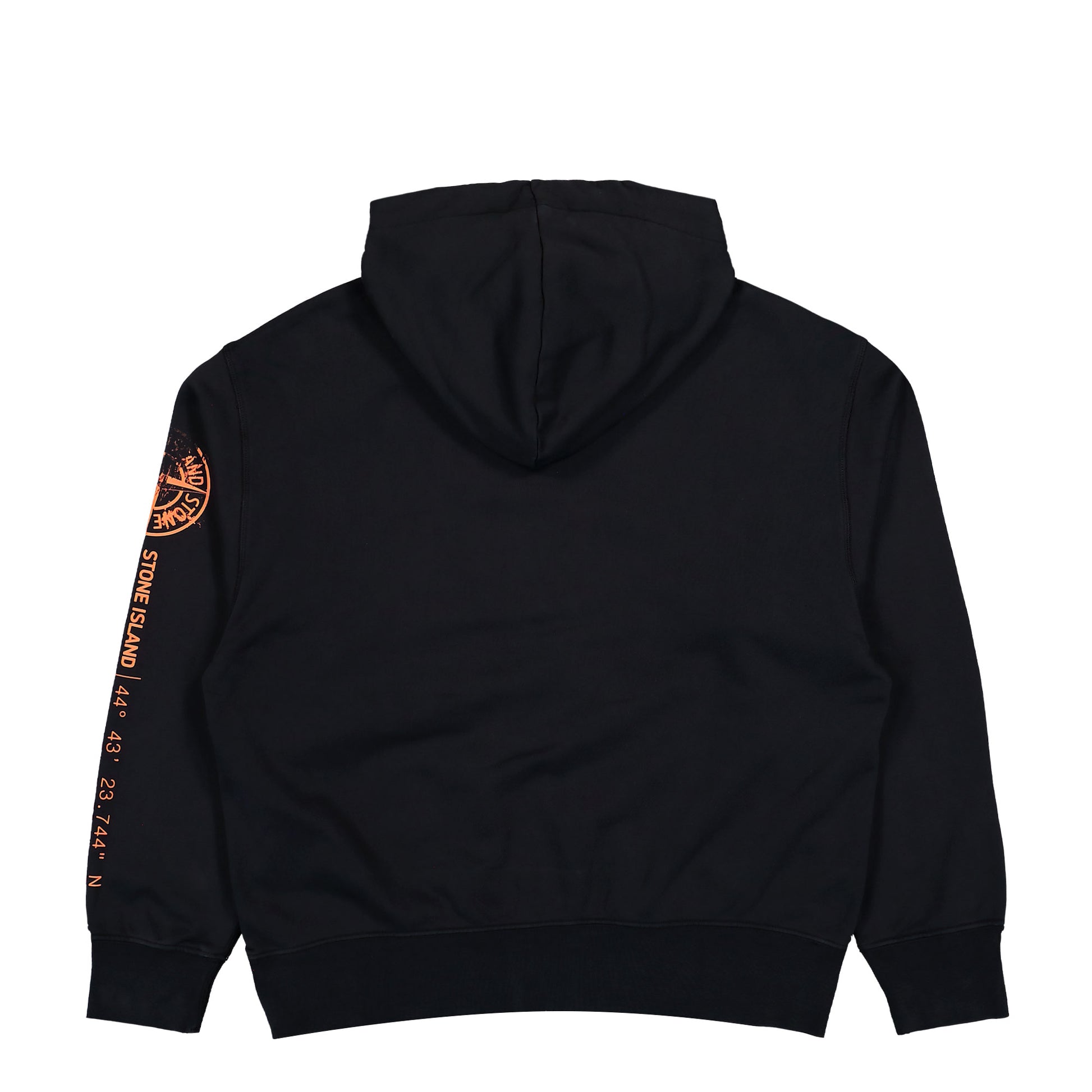 Stone Island Oversized Zip-Up Hooded Sweatshirt With Vertical Placement Print Black  Knits L2S156100009-S0467 V0029 Detail View 2 | GATE
