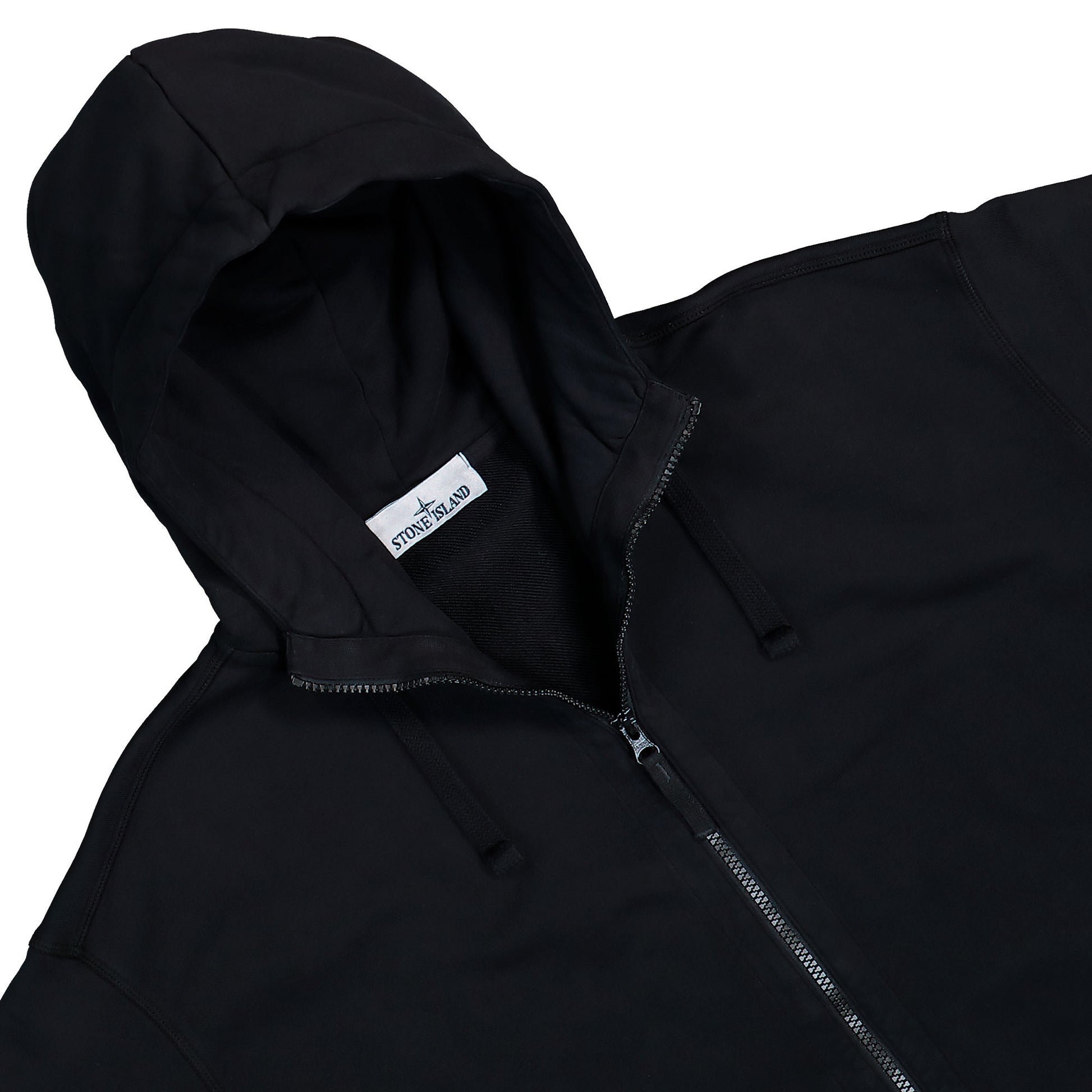 Stone Island Oversized Zip-Up Hooded Sweatshirt With Vertical Placement Print Black  Knits L2S156100009-S0467 V0029 Detail View 3 | GATE
