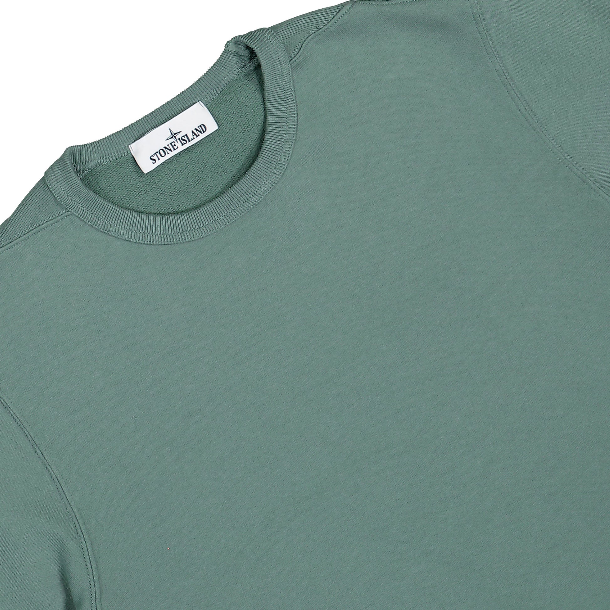 Stone Island Garment Dyed Sweatshirt With Compass Badge Ocean Green Sweatshirts L2S156100049-S0A20 V005T Detail View 3 | GATE