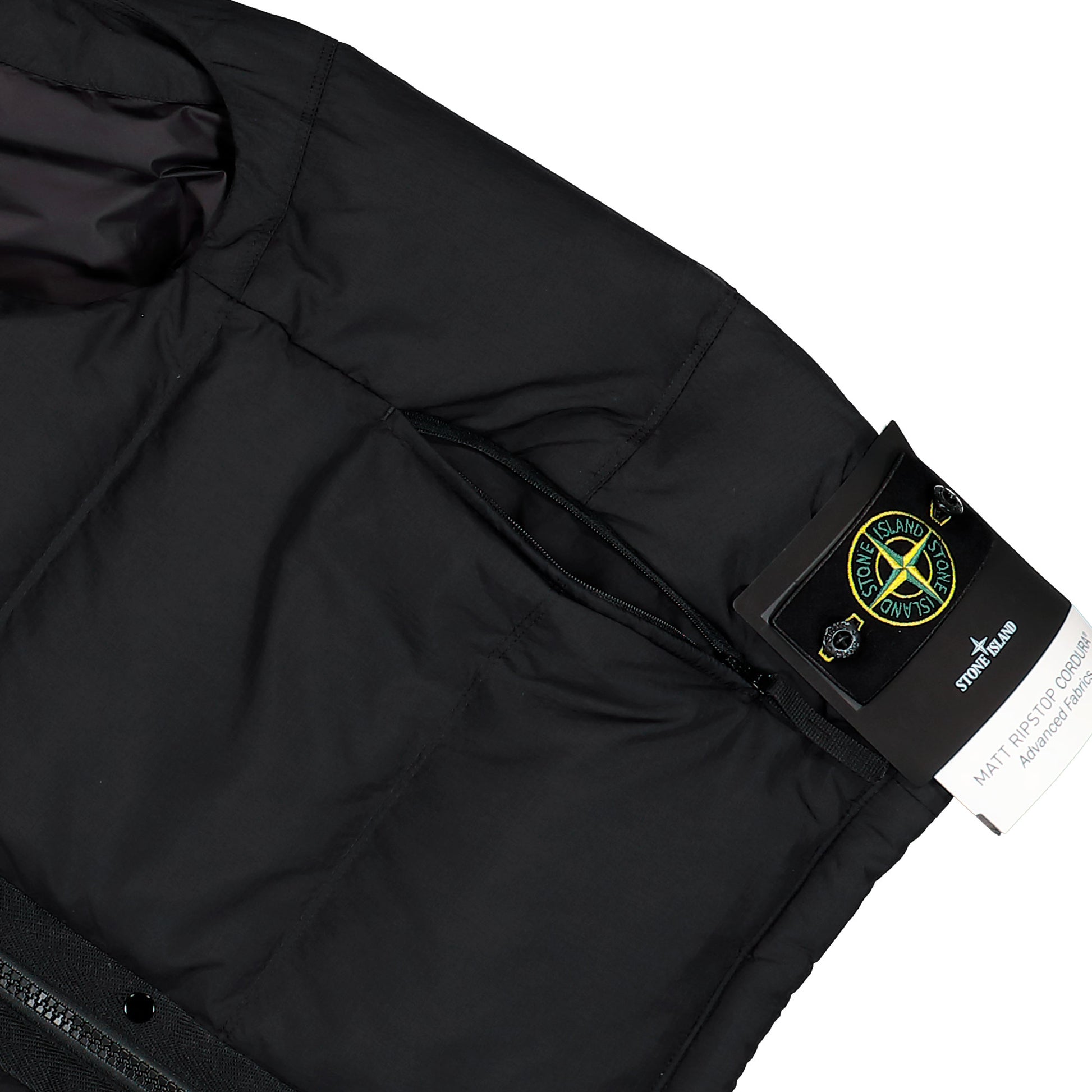 Stone Island Ripstop Cordura® Lightweight Down Vest W Zip Pockets Black Vests L2S15G100004-S0483 V0029 Detail View 4 | GATE