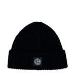 Stone Island Ribbed Knit Beanie With Compass Logo Patch Black Beanies L2S15N100002-S00C3 V0029 Detail View 1 | GATE