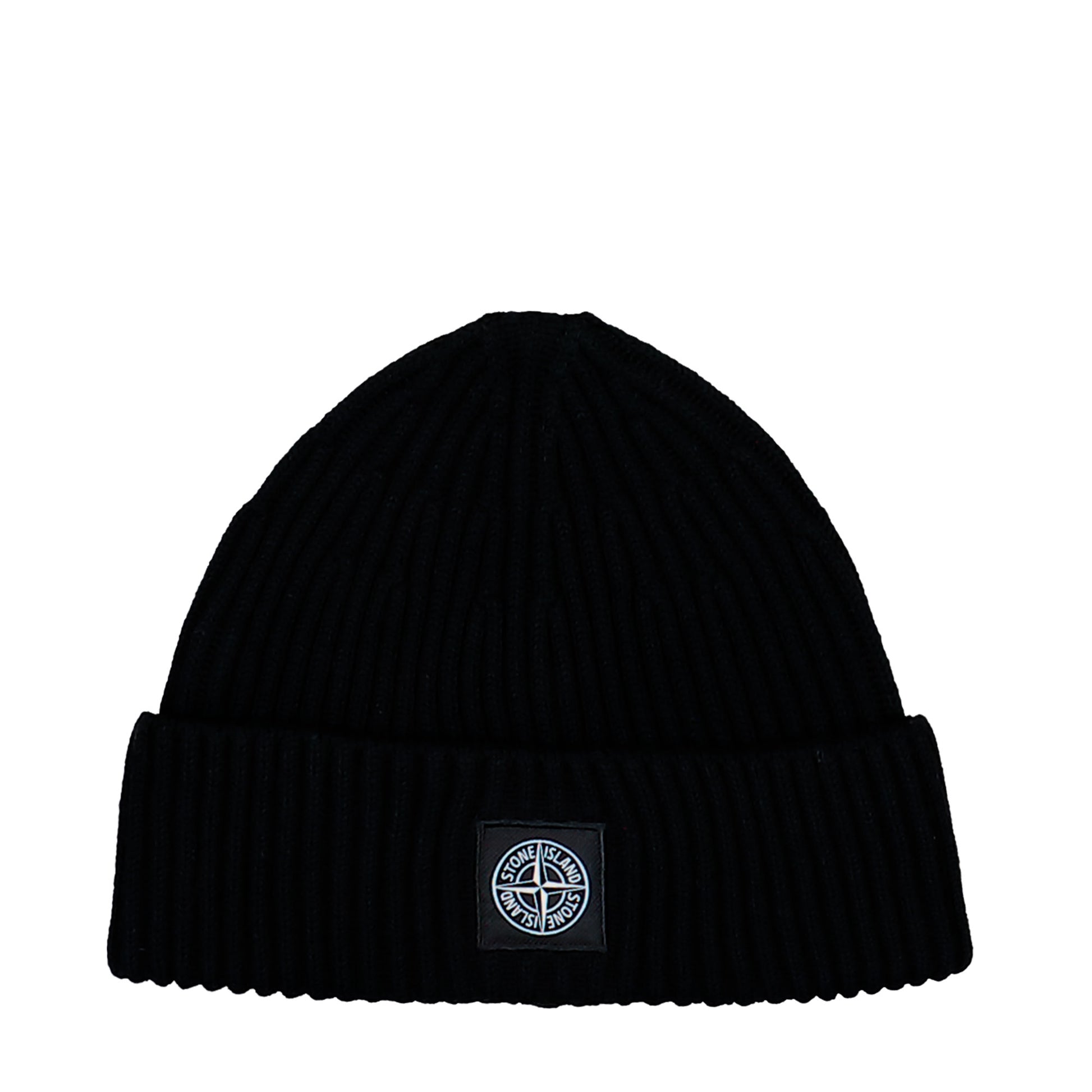 Stone Island Ribbed Knit Beanie With Compass Logo Patch Black Beanies L2S15N100002-S00C3 V0029 Detail View 1 | GATE