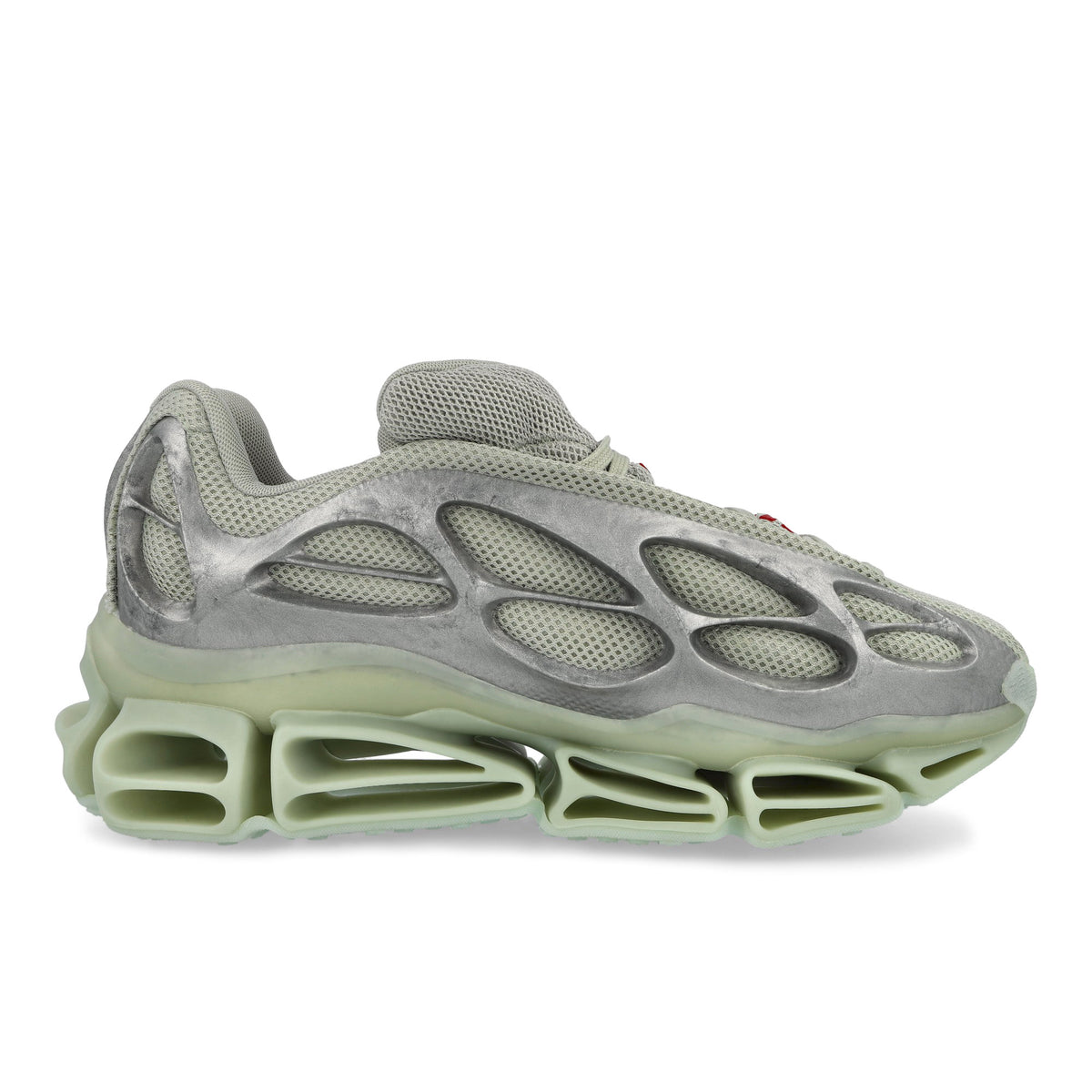 Willy Chavarria x adidas  Megaride Bones Halo Green / Silver Metallic / Better Scarlet Low Top Sneakers LA6162 Detail View 2 | GATE
