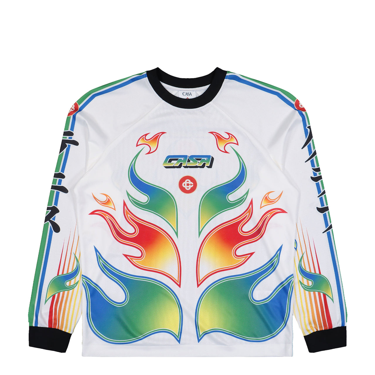 Casablanca Long Sleeve Football Tee Flame Laurel Longsleeves M-AW25-JTP-248-01 Detail View 1 | GATE