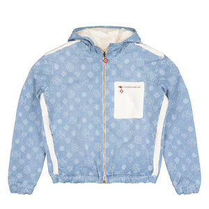 Casablanca Cashmere Terry Denim Reversible Jacket Bleached Monogram Denim Jackets M-AW25-JTP-429-01 Detail View 1 | GATE
