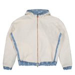 Casablanca Cashmere Terry Denim Reversible Jacket Bleached Monogram Denim Jackets M-AW25-JTP-429-01 Detail View 7 | GATE
