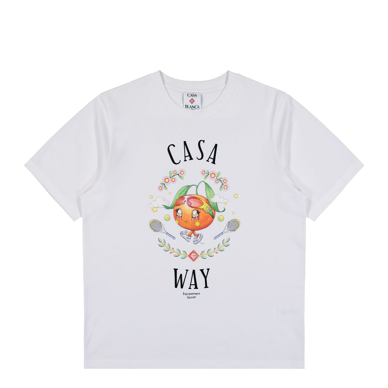 Casablanca Casa Way Orange Mascot Printed T-Shirt  Orange Mascot T-Shirts M-AW25-JTS-001-02 Detail View 1 | GATE