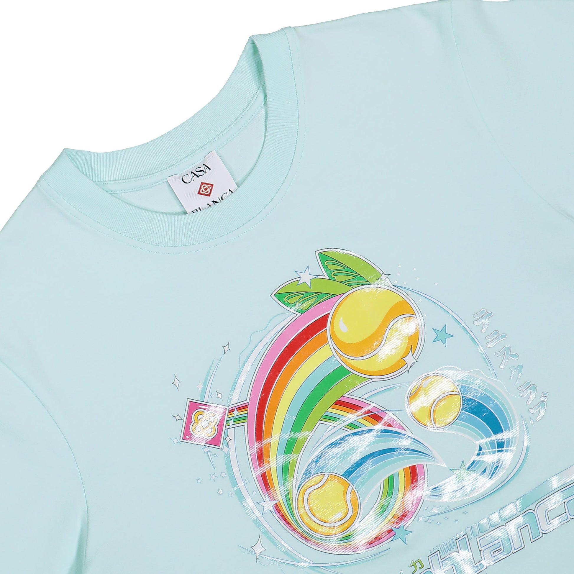 Casablanca Manga Tennis Ball Printed T-Shirt Manga Tennis Ball T-Shirts M-AW25-JTS-001-07 Detail View 3 | GATE