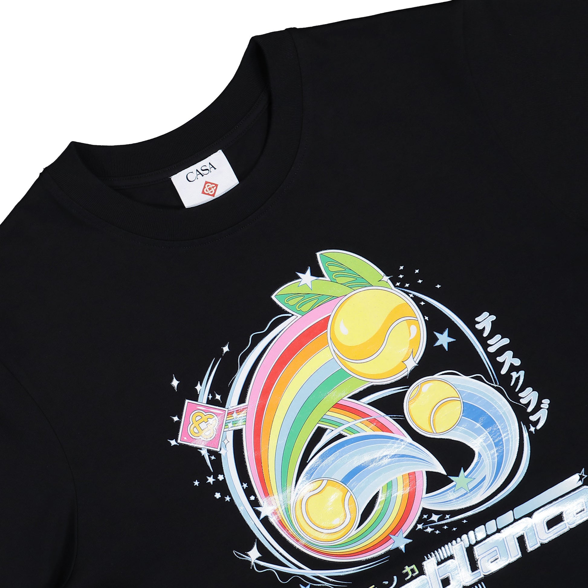 Casablanca Manga Tennis Ball Printed T-Shirt  Manga Tennis Ball T-Shirts M-AW25-JTS-001-08 Detail View 3 | GATE