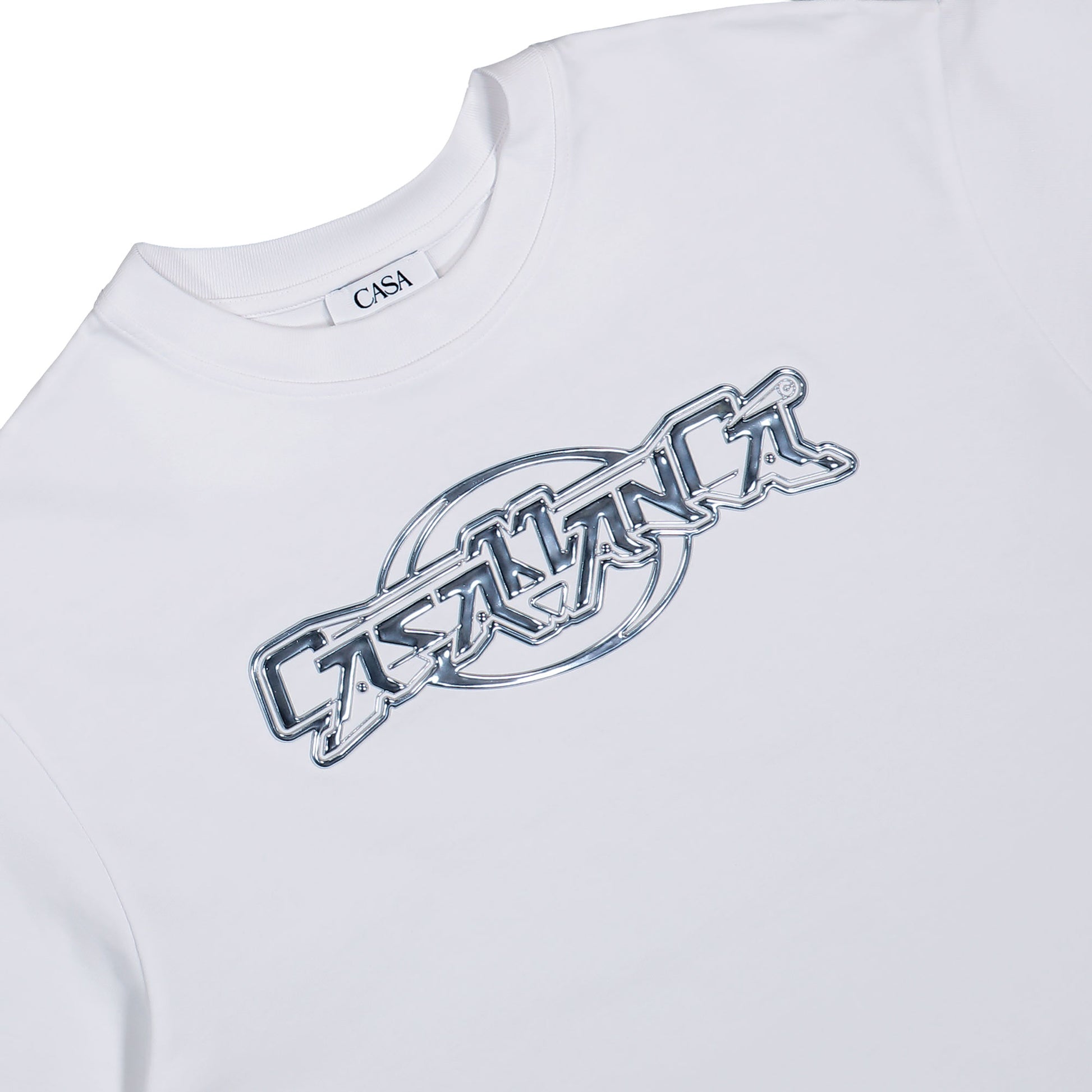 Casablanca Casa Chrome Printed Oversized T-Shirt Casa Chrome T-Shirts M-AW25-JTS-044-06 Detail View 3 | GATE