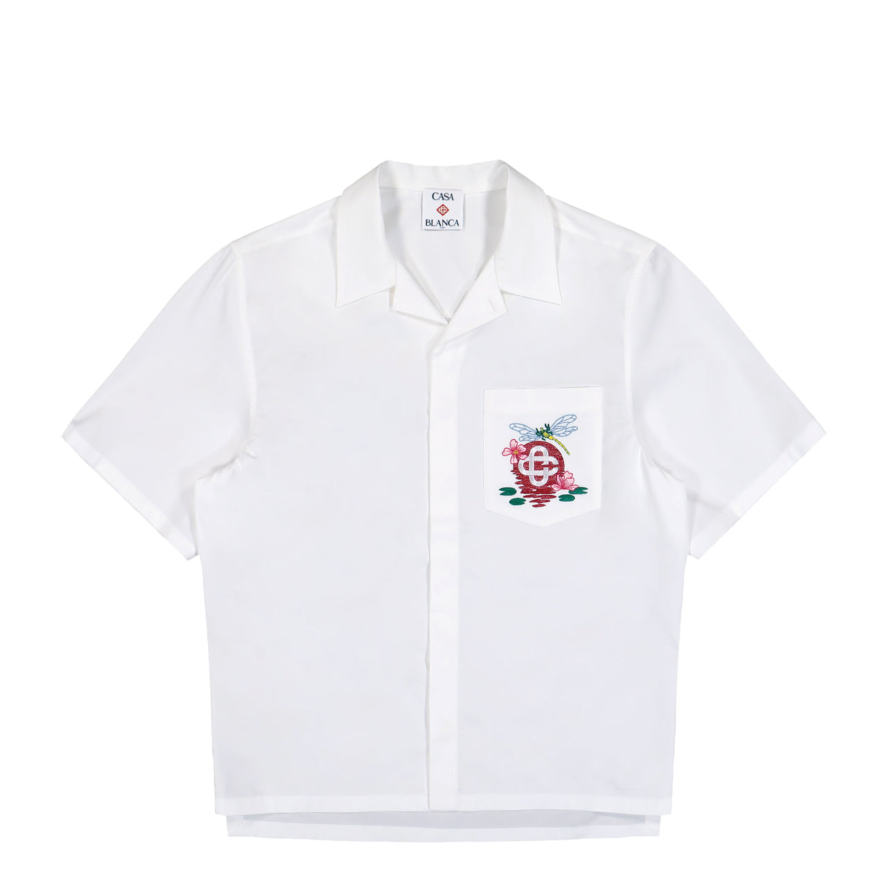 Casablanca Embroidered Monogram Short Sleeve Shirt Dragonfly Floral Shirts M-AW25-SH-209-01 Detail View 1 | GATE