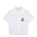 Casablanca Embroidered Monogram Short Sleeve Shirt Dragonfly Floral Shirts M-AW25-SH-209-01 Detail View 1 | GATE