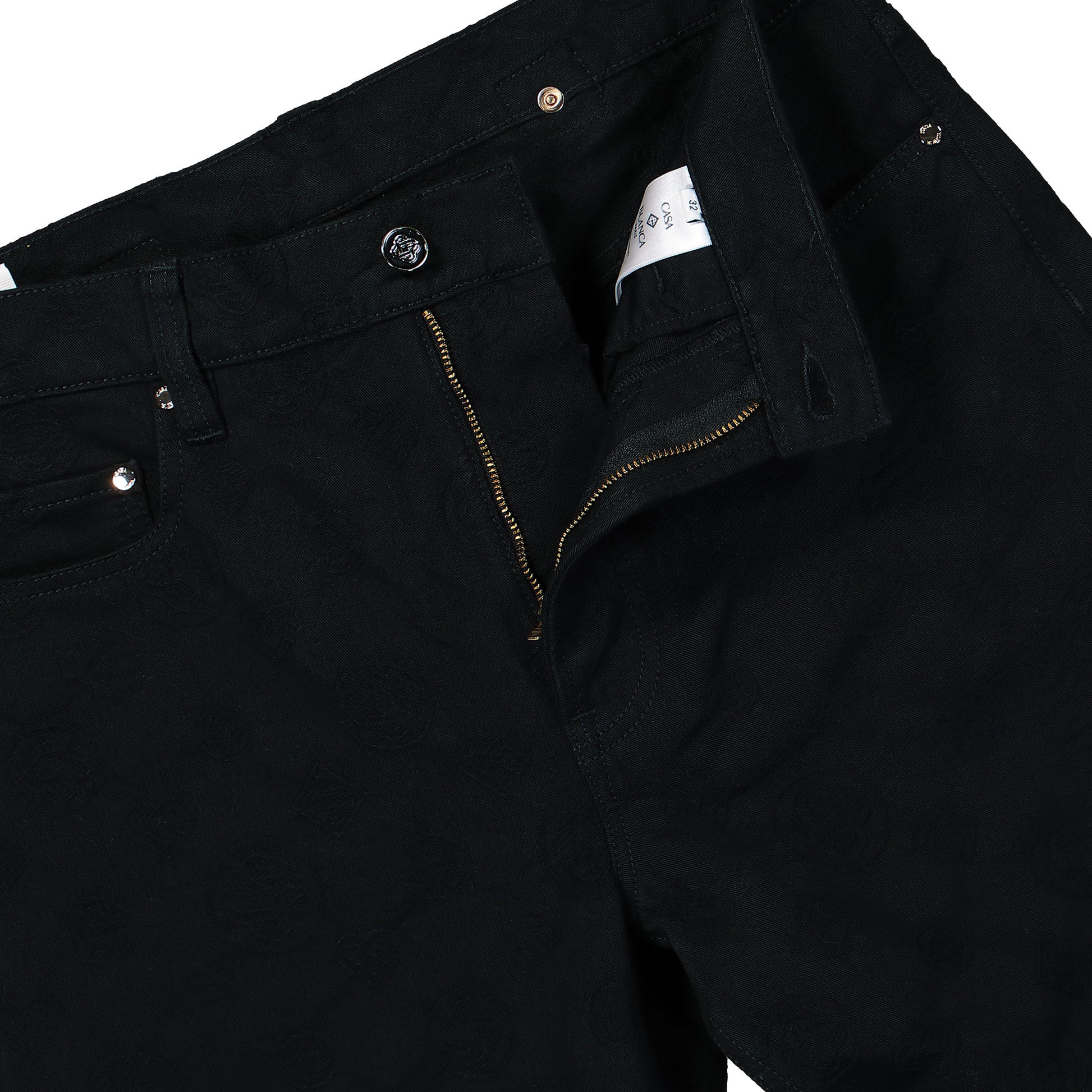 Casablanca Denim Monogram Straight Leg Jeans Black Denim M-AW25-TR-330-01 Detail View 4 | GATE

