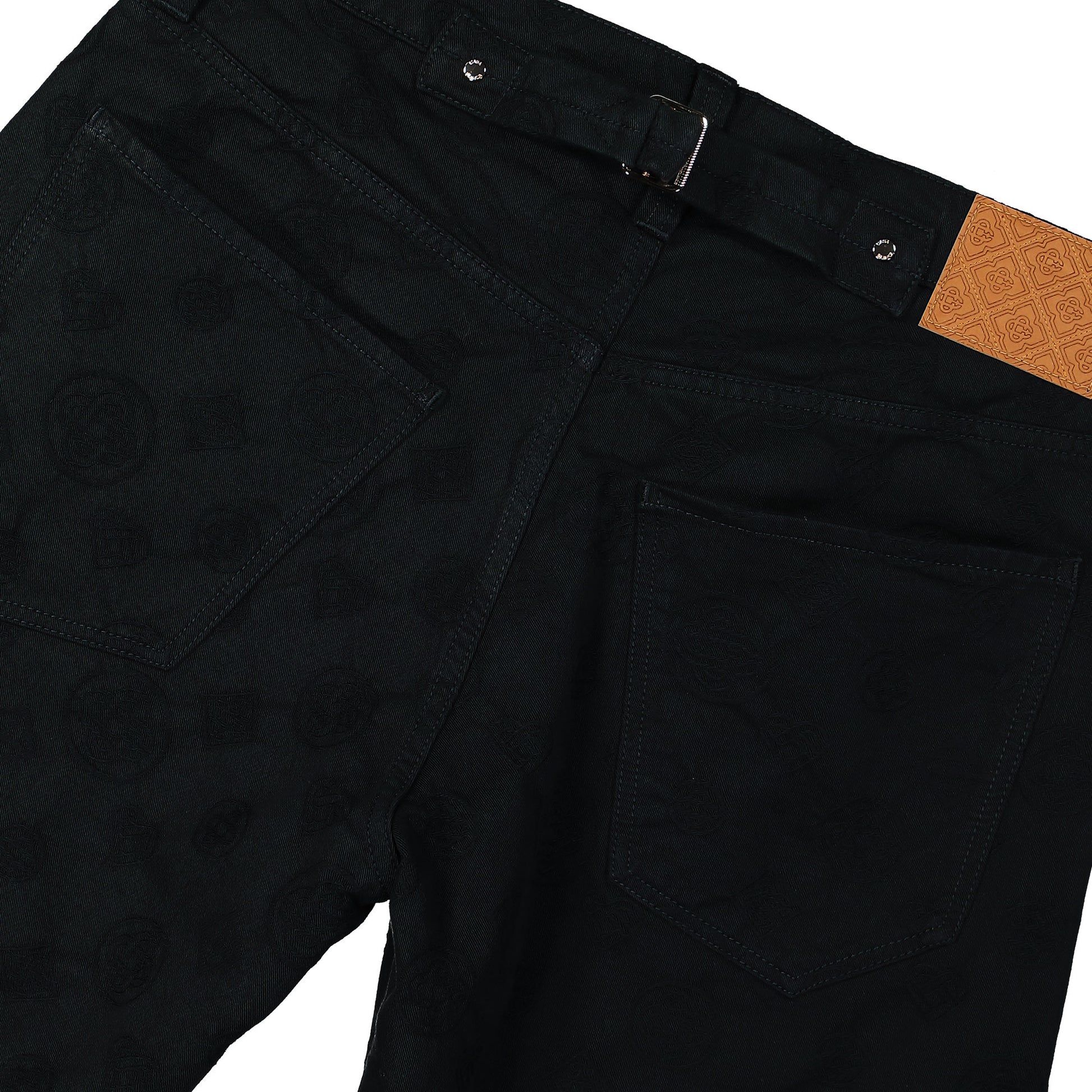 Casablanca Denim Monogram Straight Leg Jeans Black Denim M-AW25-TR-330-01 Detail View 5 | GATE
