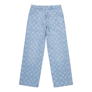 Casablanca Relaxed Fit Monogram Jeans Bleached Monogram Denim Denim M-AW25-TR-356-01 Detail View 1 | GATE
