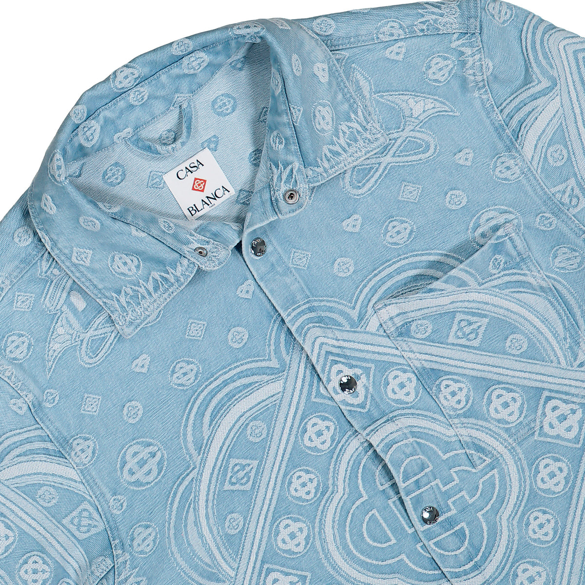 Casablanca Denim Shirt Light Blue Carpet Jacquard Shirts M-AW26-DN-026-01 Detail View 3 | GATE