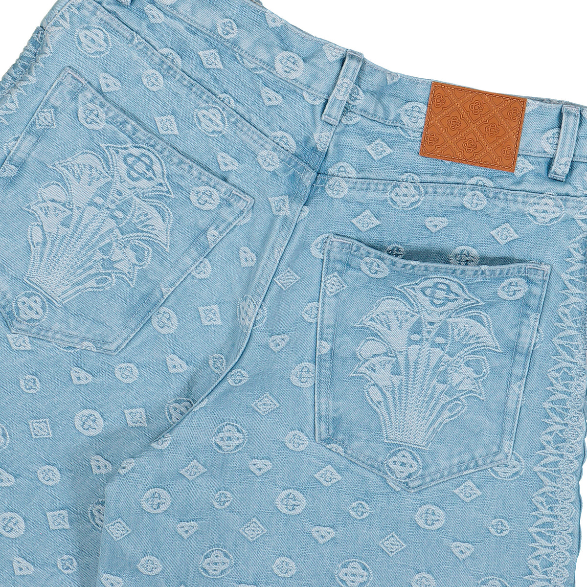 Casablanca Carpet Jacquard Baggy Denim Shorts Light Blue Carpet Jacquard Shorts M-AW26-DN-027-01 Detail View 5 | GATE