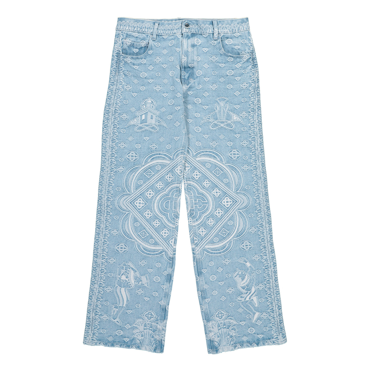 Casablanca Carpet Jacquard Baggy Denim Jeans Light Blue Carpet Jacquard Jeans M-AW26-DN-028-01 Detail View 1 | GATE
