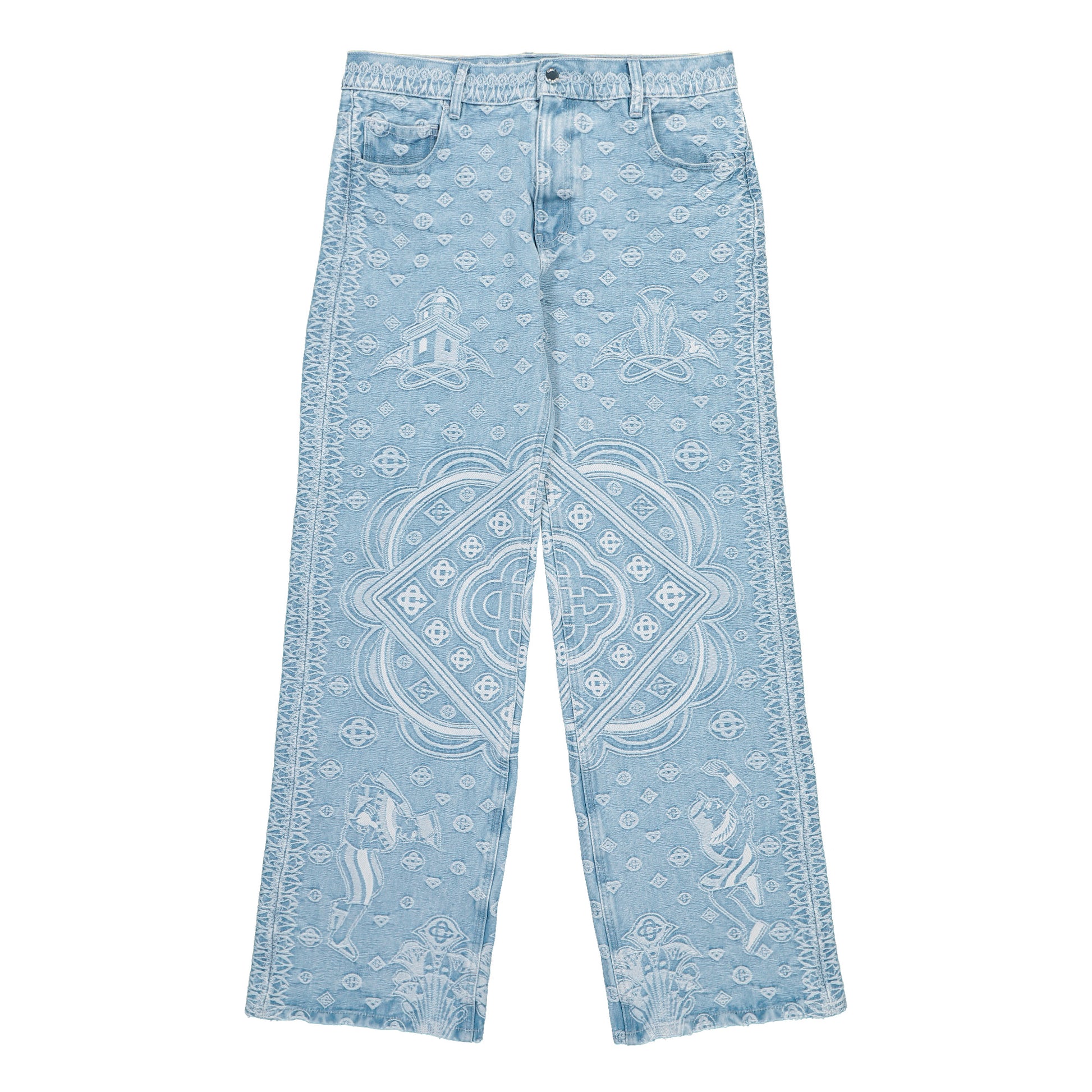 Casablanca Carpet Jacquard Baggy Denim Jeans Light Blue Carpet Jacquard Jeans M-AW26-DN-028-01 Detail View 1 | GATE
