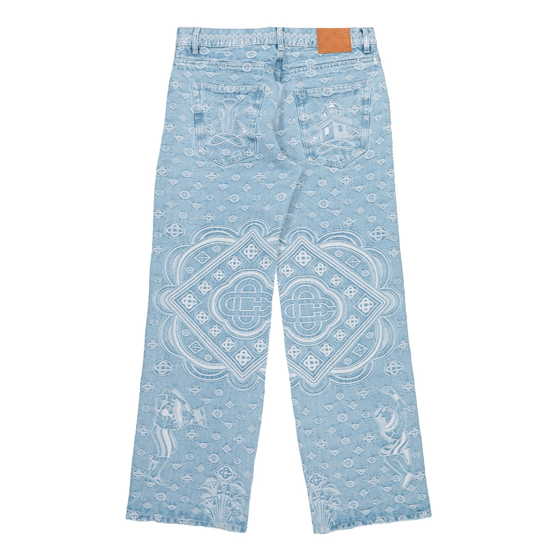 Casablanca Carpet Jacquard Baggy Denim Jeans Light Blue Carpet Jacquard Jeans M-AW26-DN-028-01 Detail View 2 | GATE

