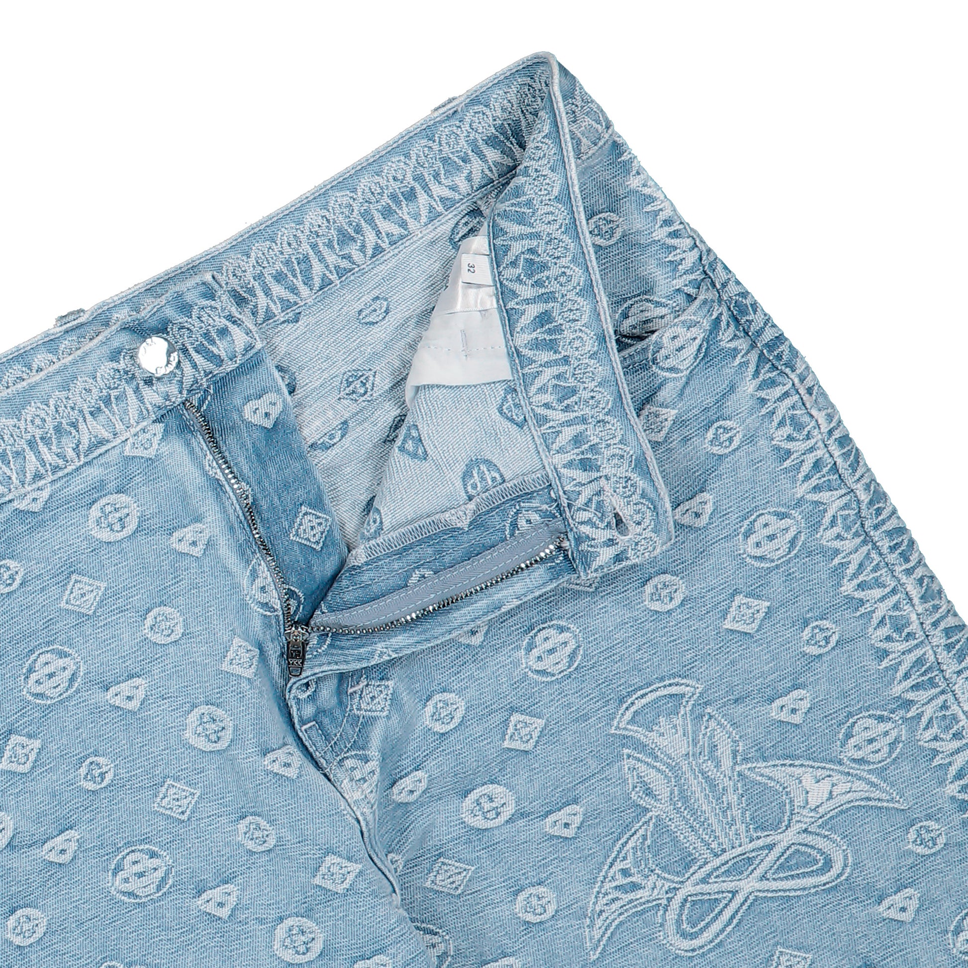 Casablanca Carpet Jacquard Baggy Denim Jeans Light Blue Carpet Jacquard Jeans M-AW26-DN-028-01 Detail View 4 | GATE
