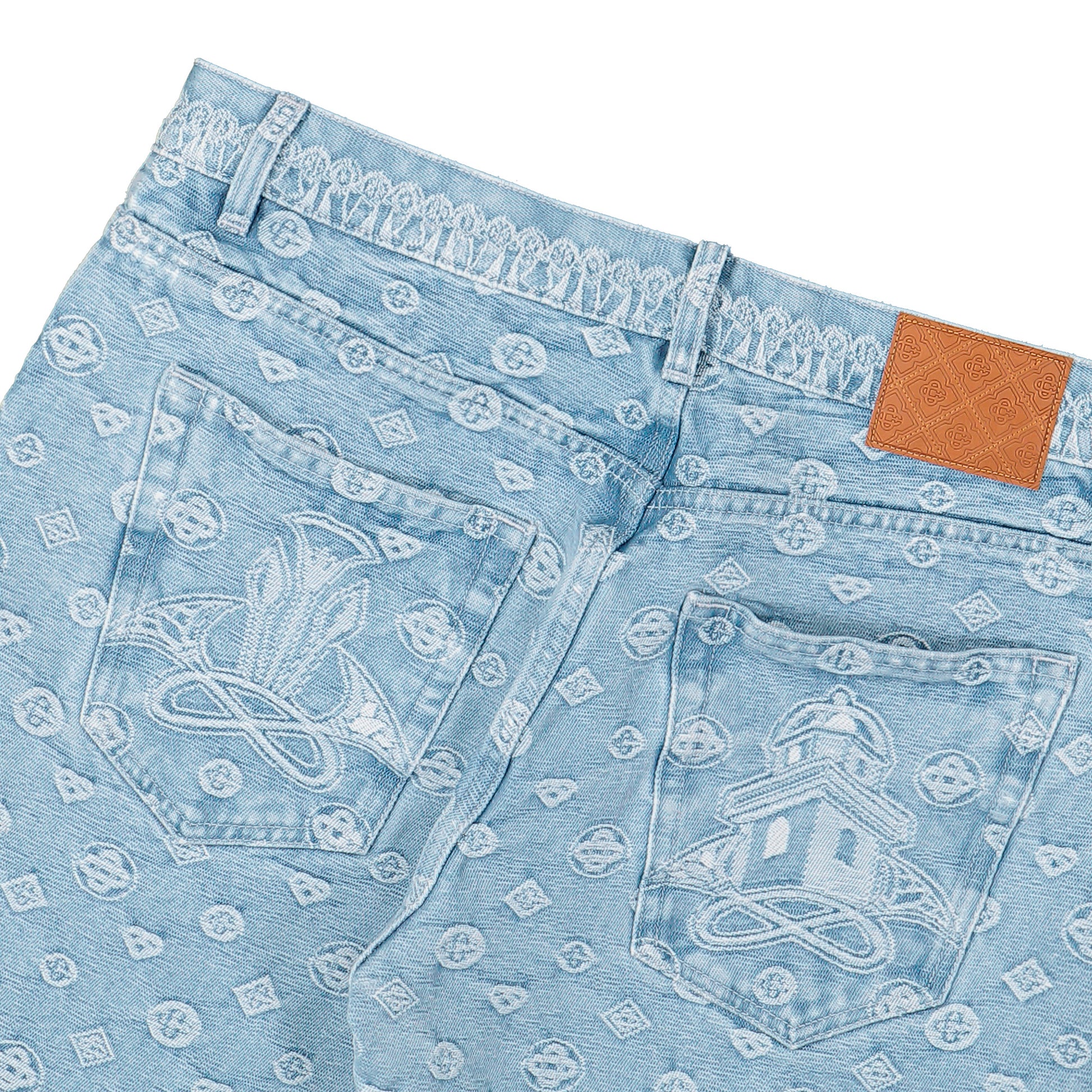 Casablanca Carpet Jacquard Baggy Denim Jeans Light Blue Carpet Jacquard Jeans M-AW26-DN-028-01 Detail View 5 | GATE
