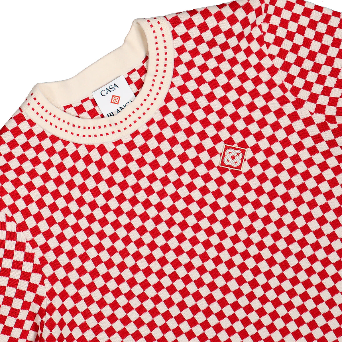 Casablanca Check Tee Red / White T-Shirts M-AW26-KW-1472-02 Detail View 3 | GATE