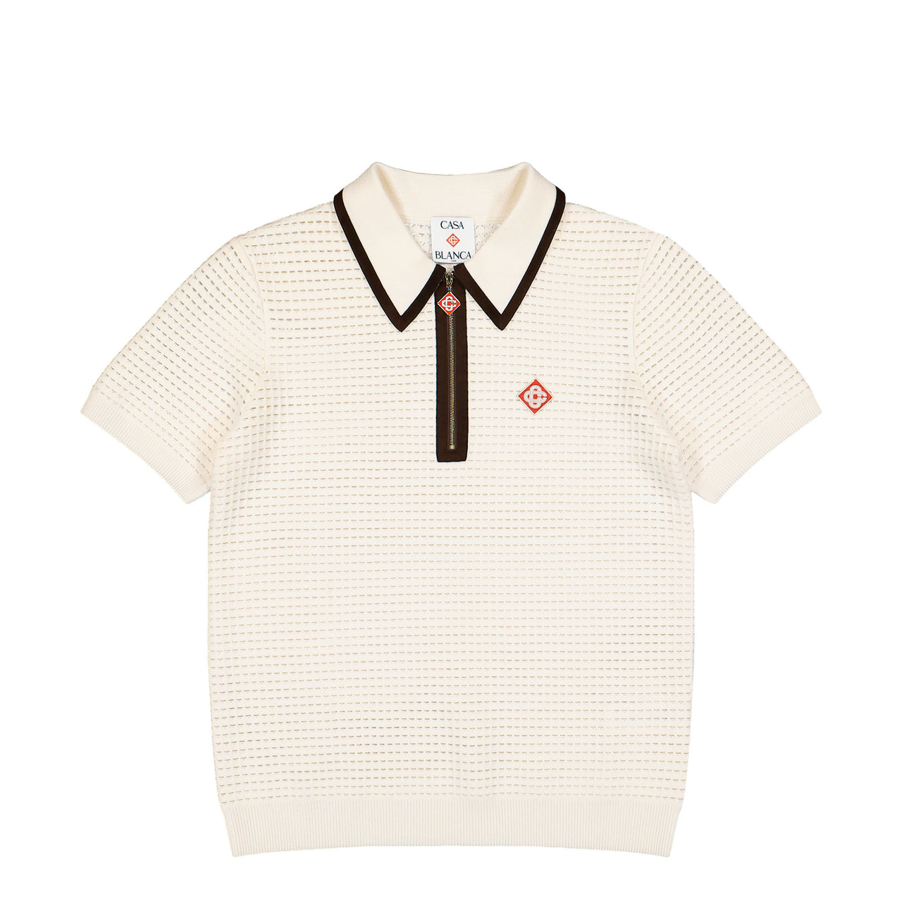 Casablanca Waffle Stitch Polo Shirt Off White Shirts M-AW26-KW-1480-01 Detail View 1 | GATE