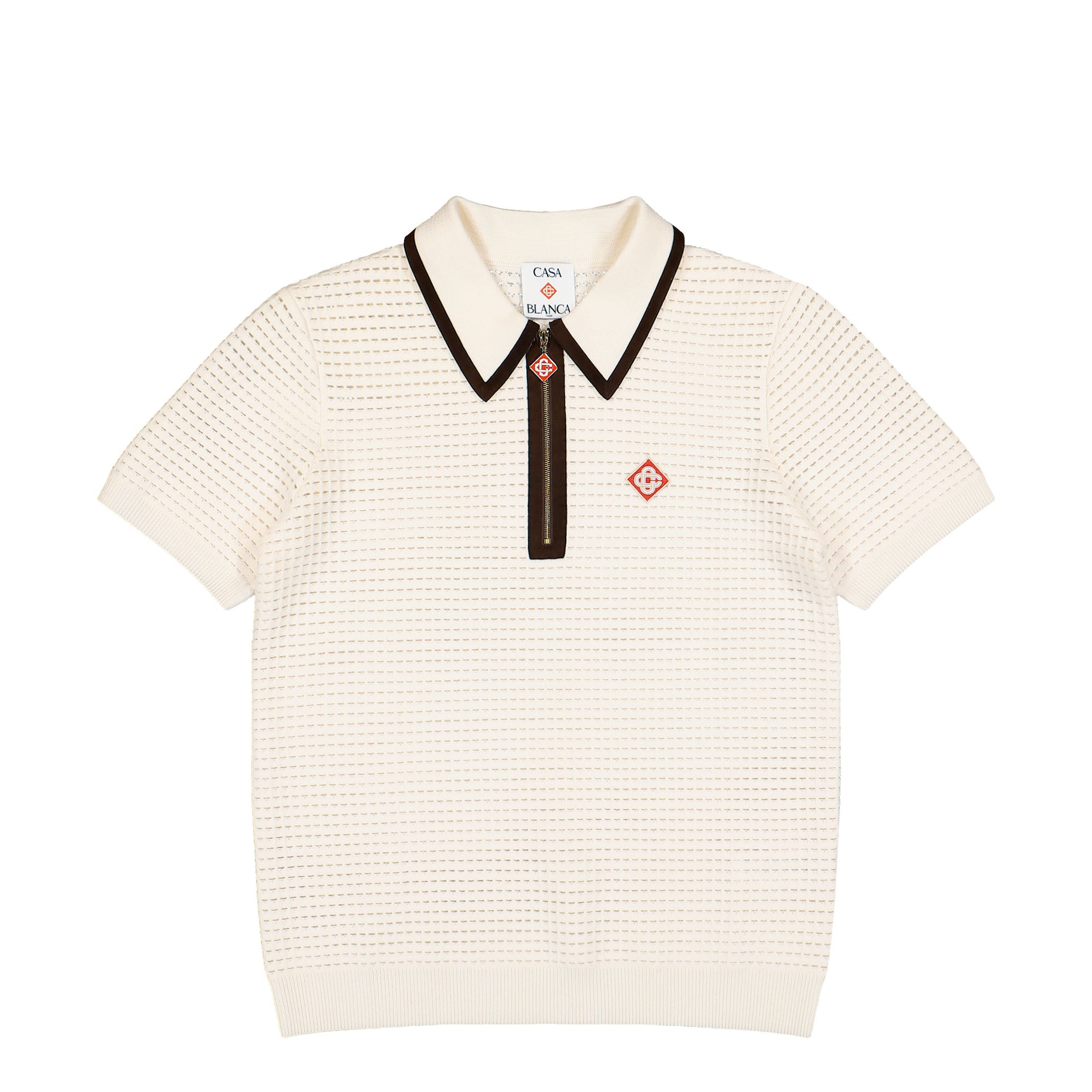Casablanca Waffle Stitch Polo Shirt Off White Shirts M-AW26-KW-1480-01 Detail View 1 | GATE