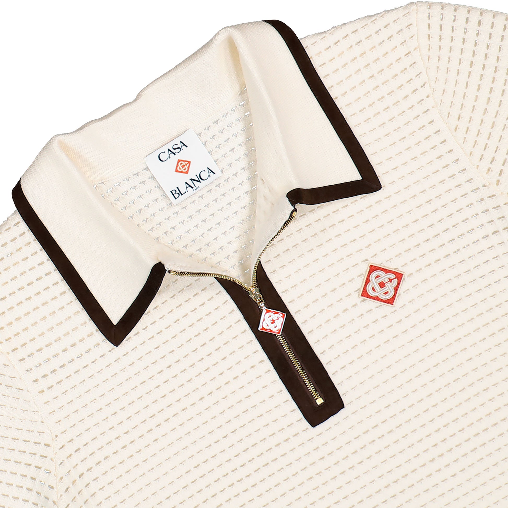 Casablanca Waffle Stitch Polo Shirt Off White Shirts M-AW26-KW-1480-01 Detail View 3 | GATE