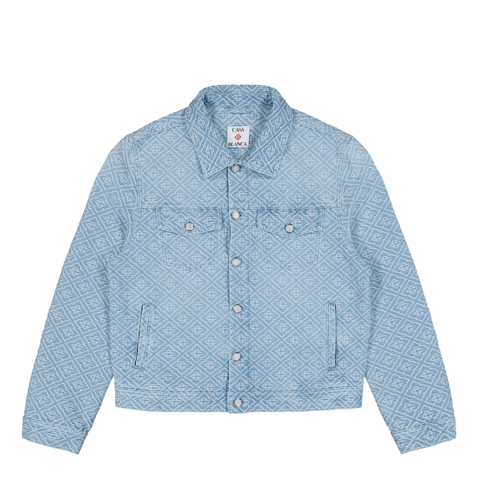 Casablanca Washed Monogram Denim Jacket Light Blue Jackets M-PF26-DN-005-01 Detail View 1 | GATE
