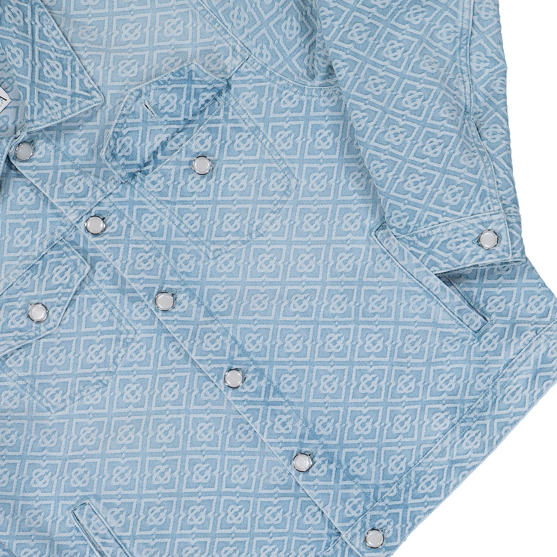Casablanca Washed Monogram Denim Jacket Light Blue Jackets M-PF26-DN-005-01 Detail View 4 | GATE
