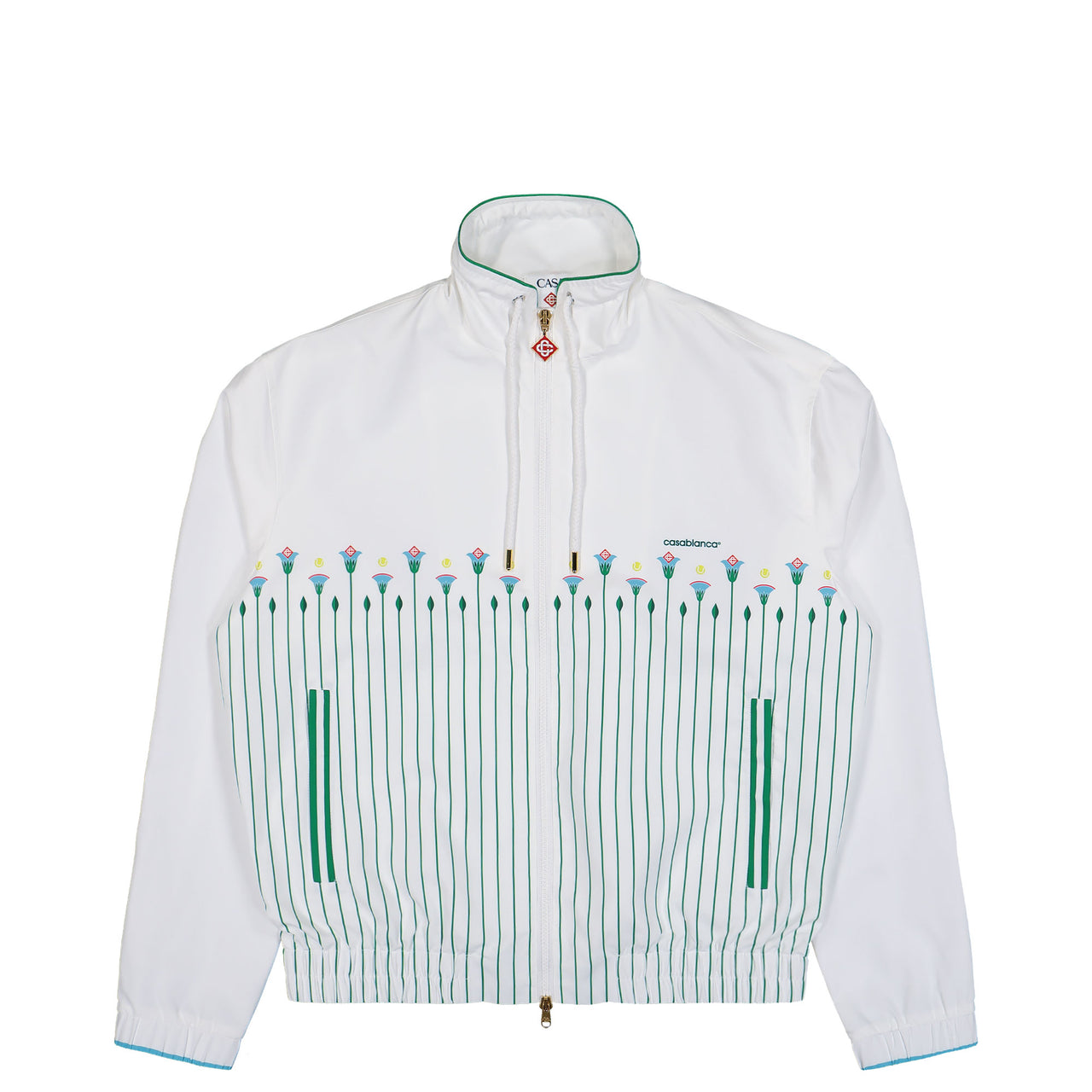 Casablanca Printed Windbreaker Jacket Sporty Floral Stripe Tracksuit Tops M-PF26-JK-300-01 Detail View 1 | GATE
