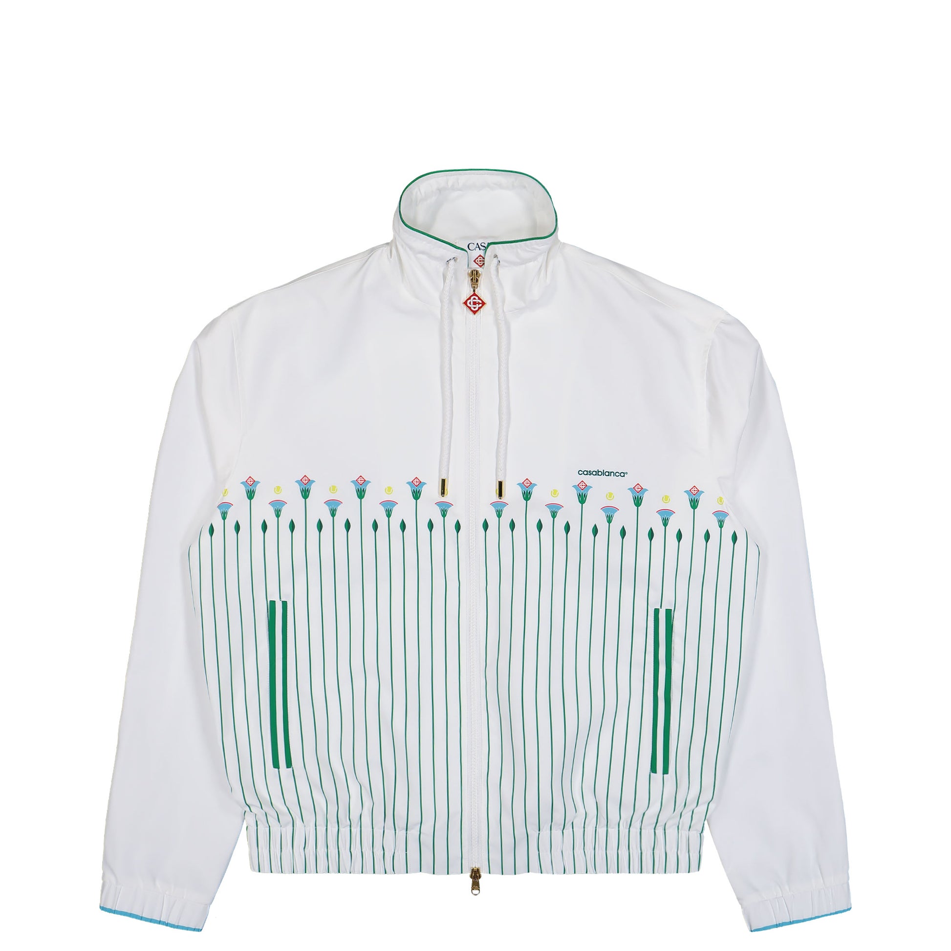 Casablanca Printed Windbreaker Jacket Sporty Floral Stripe Tracksuit Tops M-PF26-JK-300-01 Detail View 1 | GATE