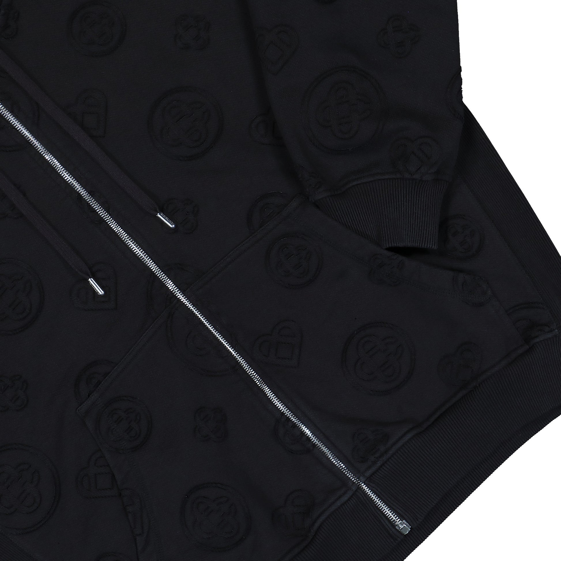 Casablanca Applique Monogram Zip Up Hoodie Black Loopback Hoodies M-PF26-JTP-512-02 Detail View 4 | GATE
